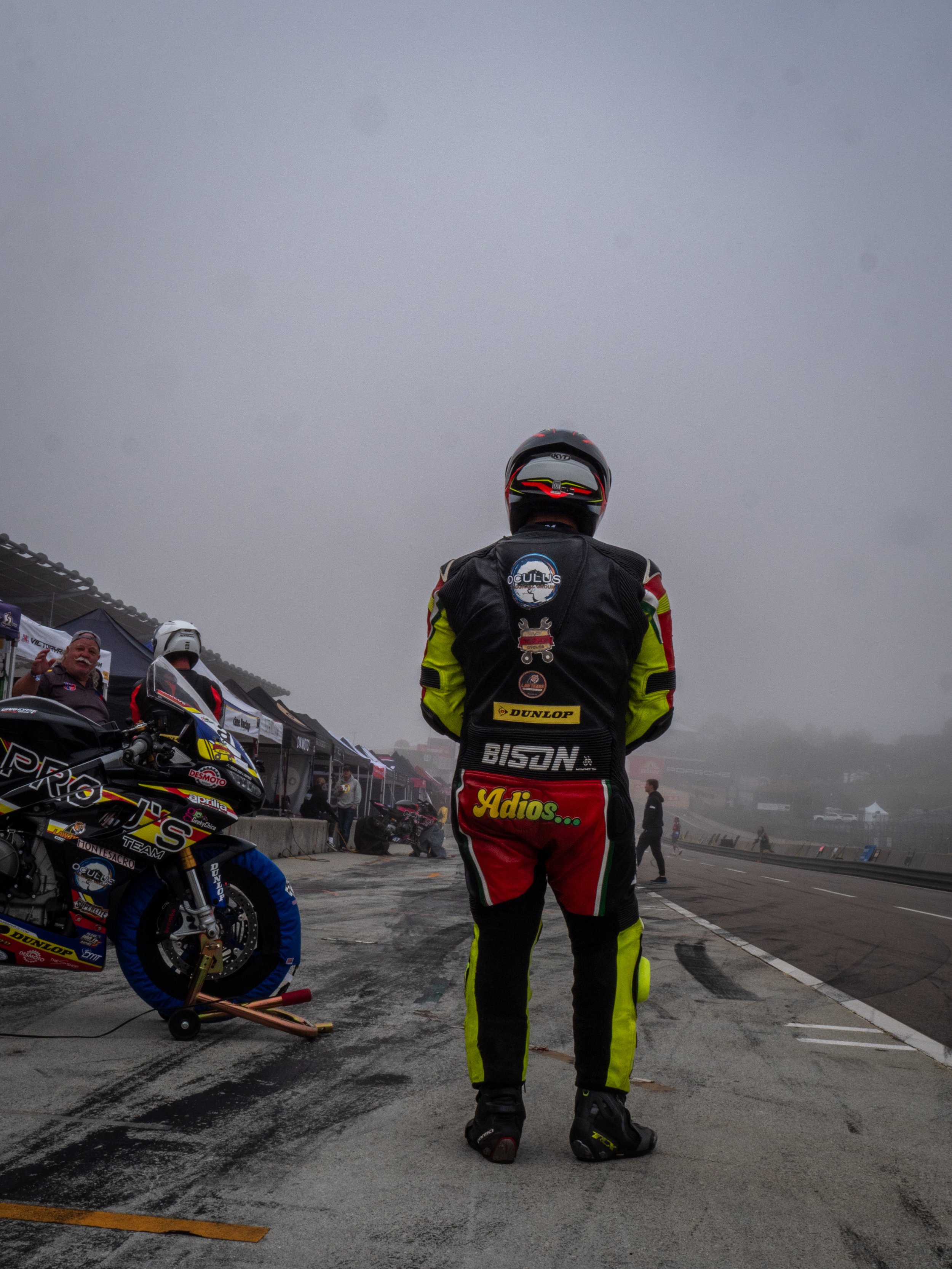 Jose Flores Racing with MotoAmerica in Weather Tech Laguna Seca observing the foggy weather. 