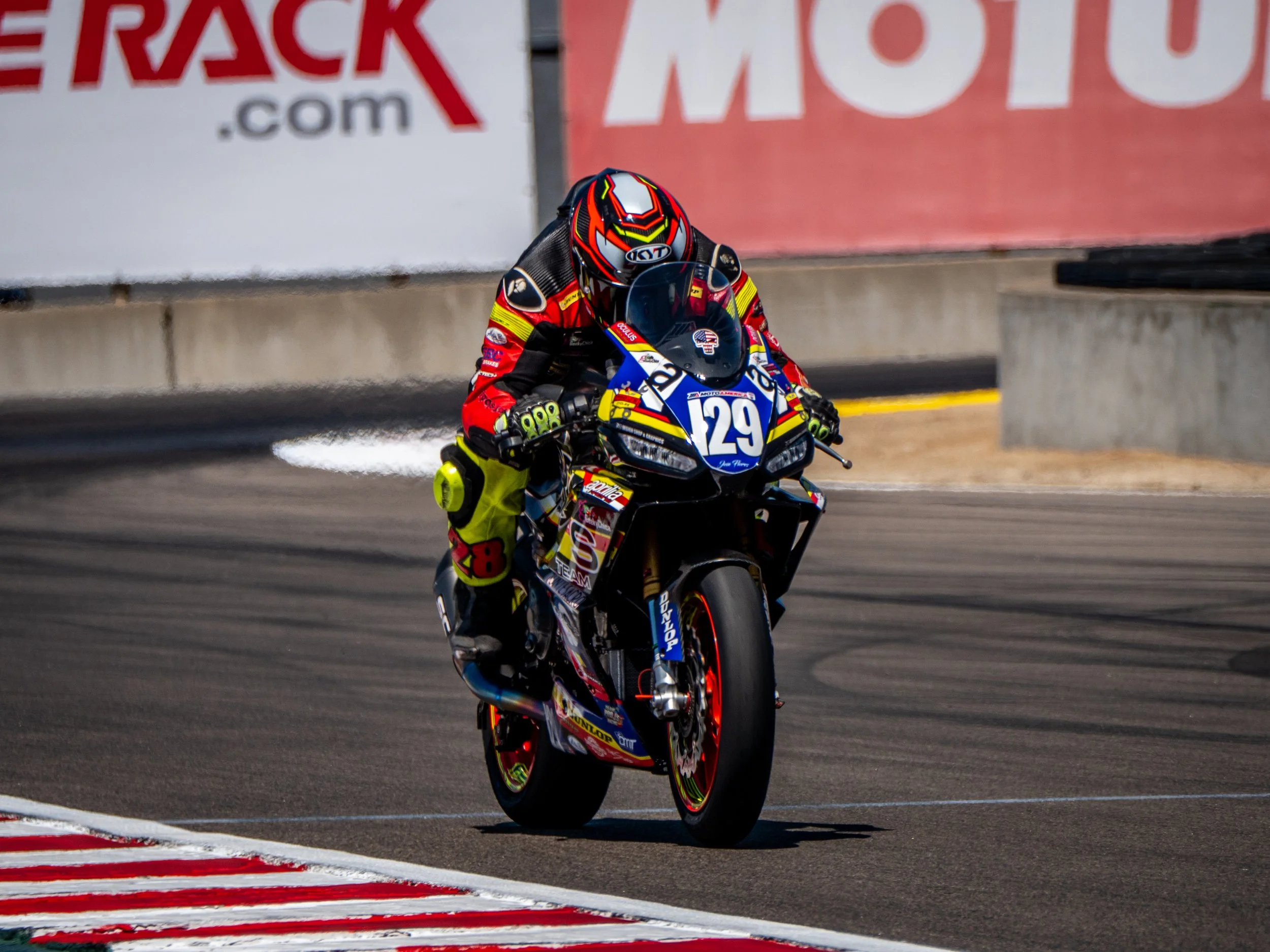 Jose Flores Racing with MotoAmerica in Weather Tech Laguna Seca finishing top 11th. 