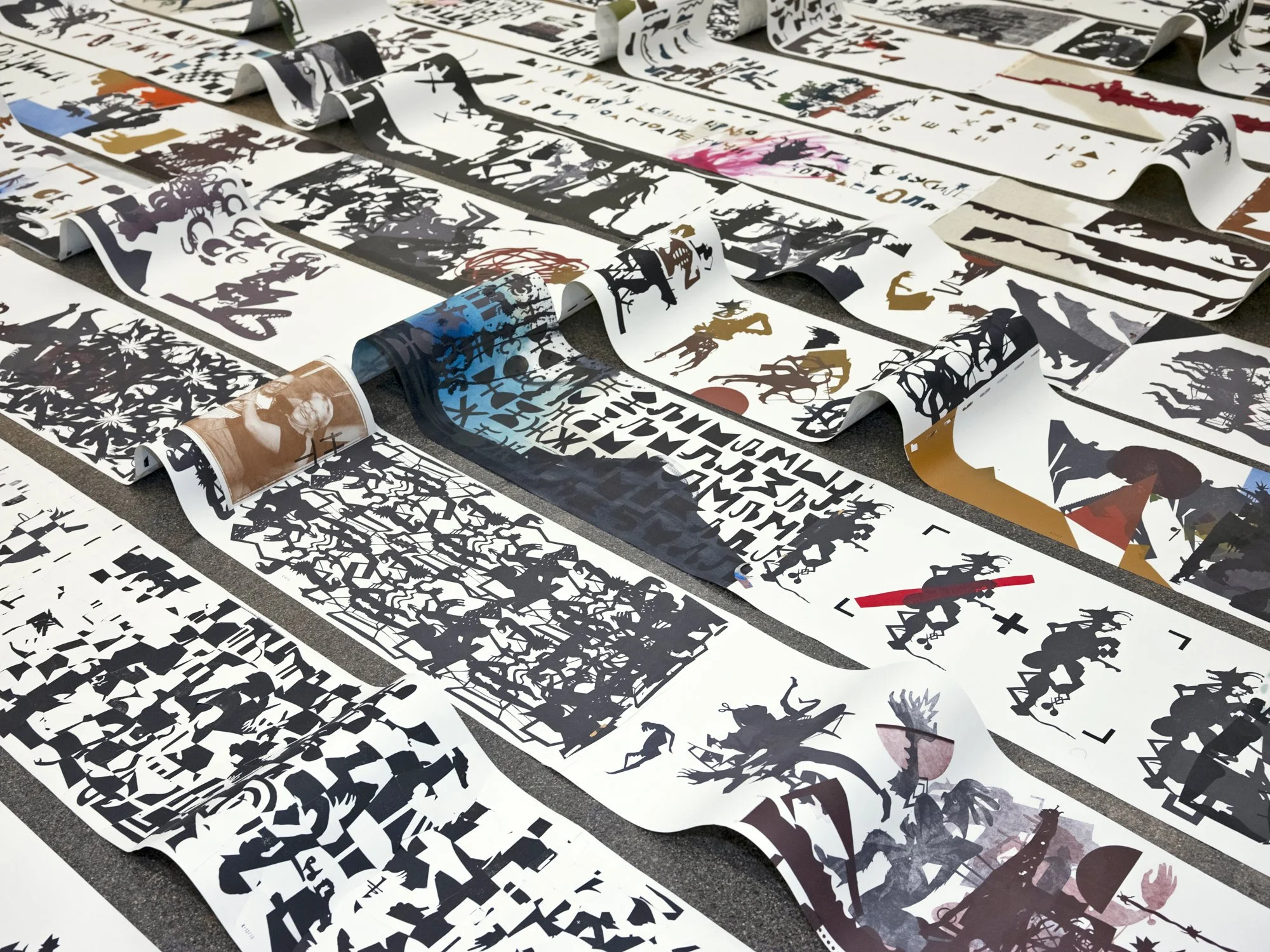 Paradajz Lost, installation of 12 scrolls, waves, talas, Zrenjanin, Slavko Djuric, NYC