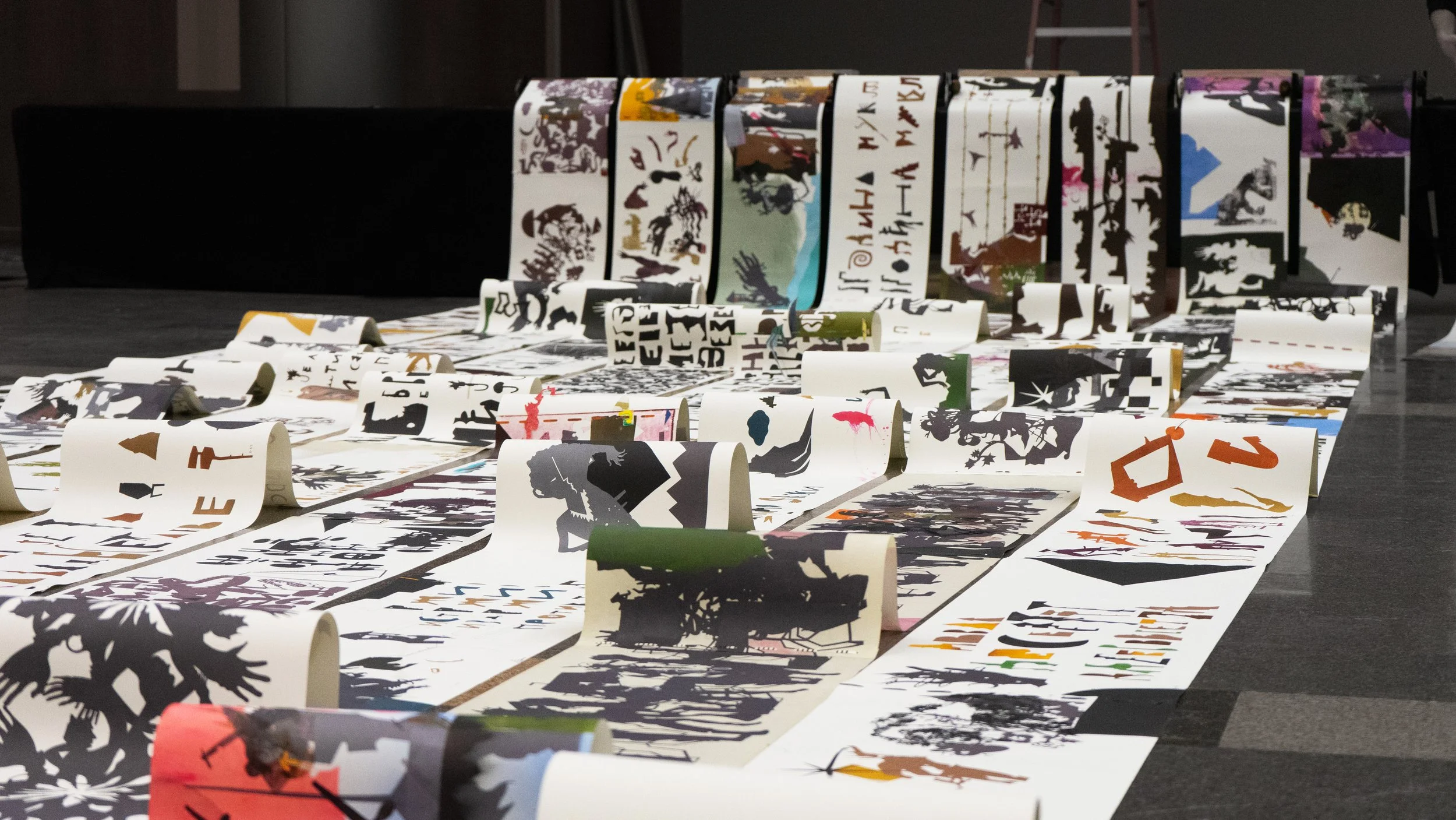 Paradajz Lost, installation of 12 scrolls, waves, talas, Zrenjanin, Slavko Djuric, NYC