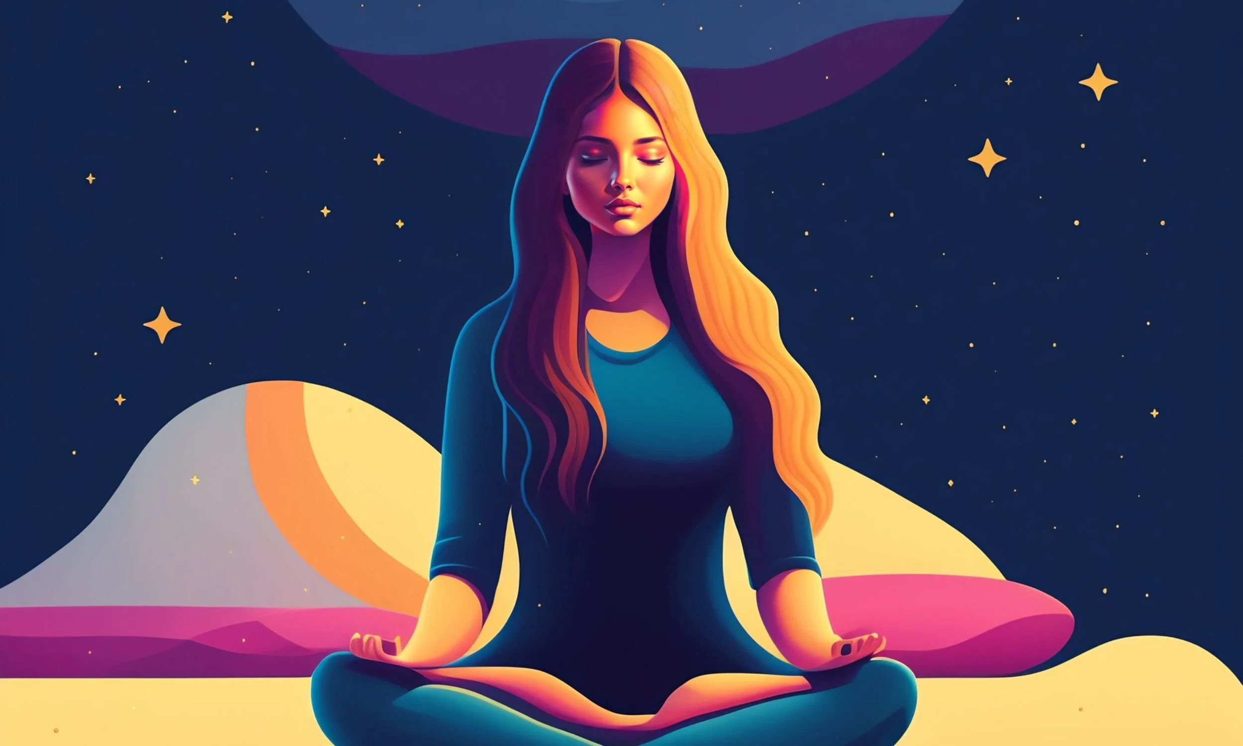 Woman closing her eyes and meditating