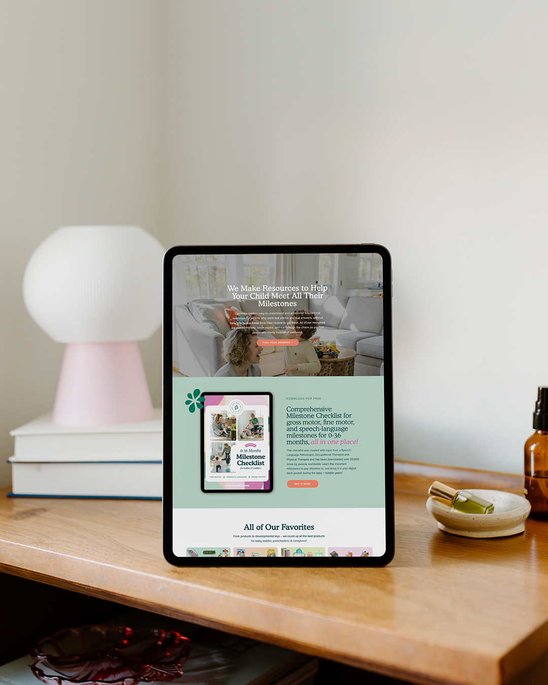 Eat Play Say website section showcasing parenting topics from feeding to first words, designed for easy access to expert resources.