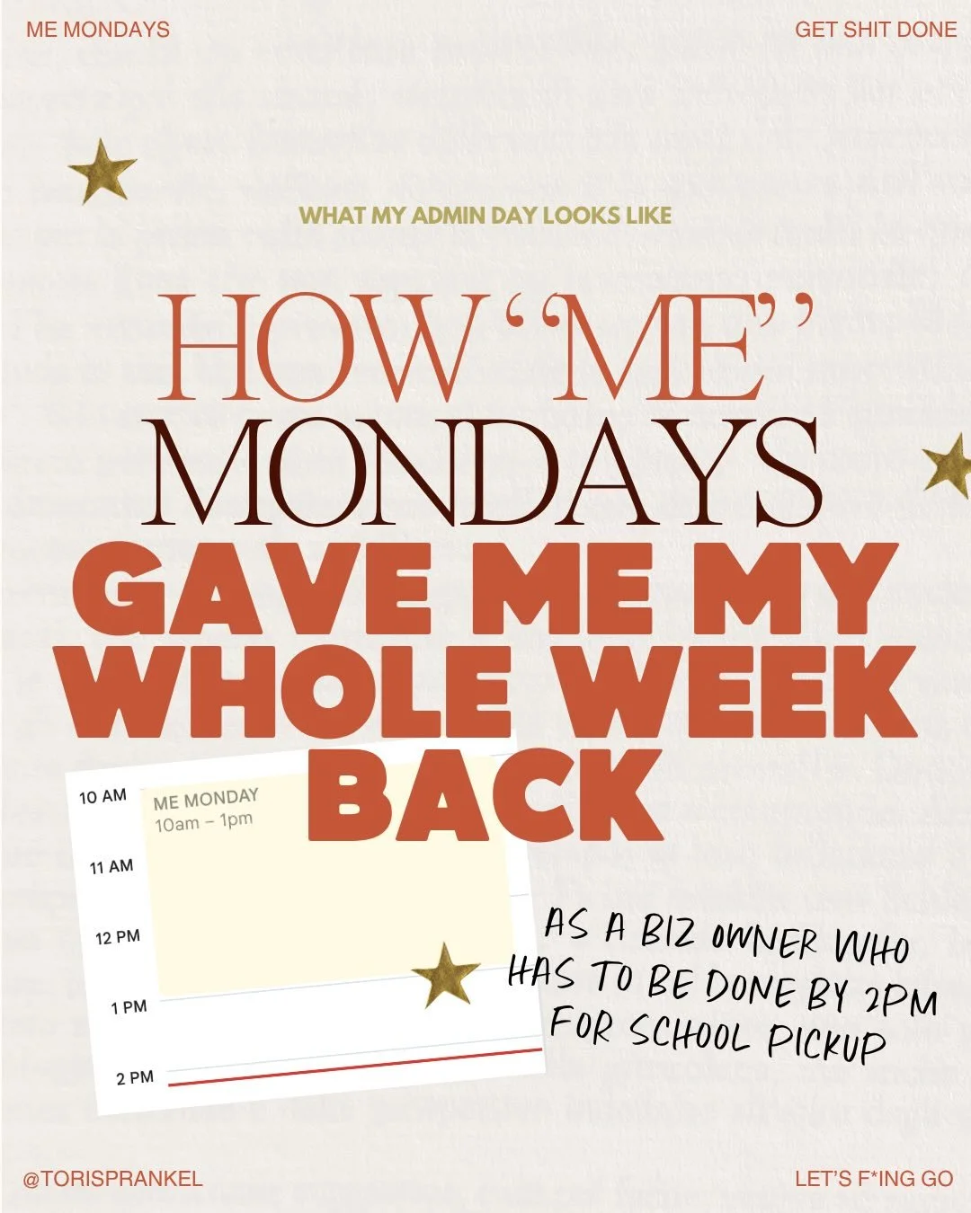 how I batch ALL my admin work into one day a week 💅🏼

(yes, all of it. blogs, newsletters, social, portfolio. one rotating monday each.)

I know that sounds either really disciplined or really chaotic depending on how your brain works.

it&rsquo;s 