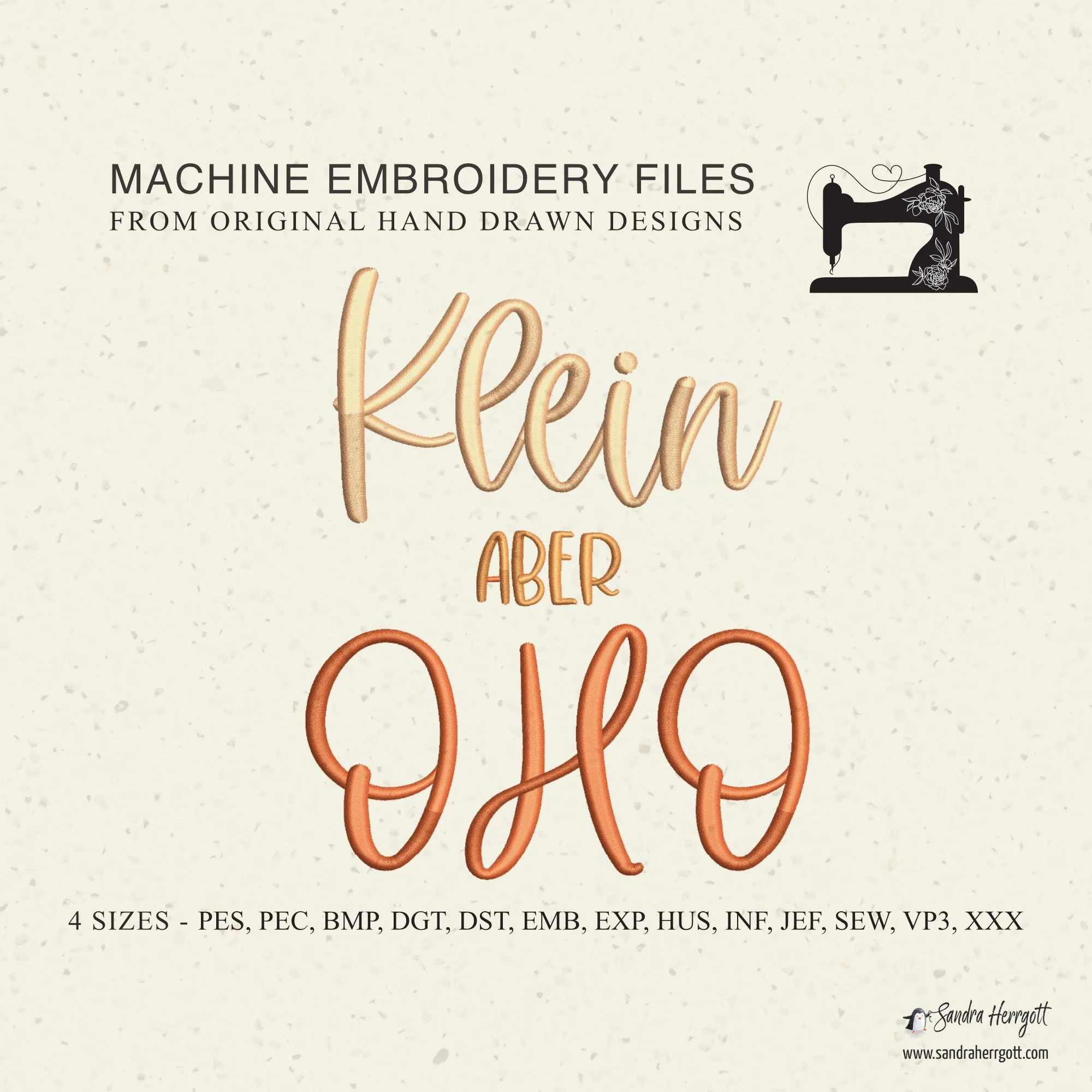 GERMAN Klein aber OHO machine embroidery design pattern file