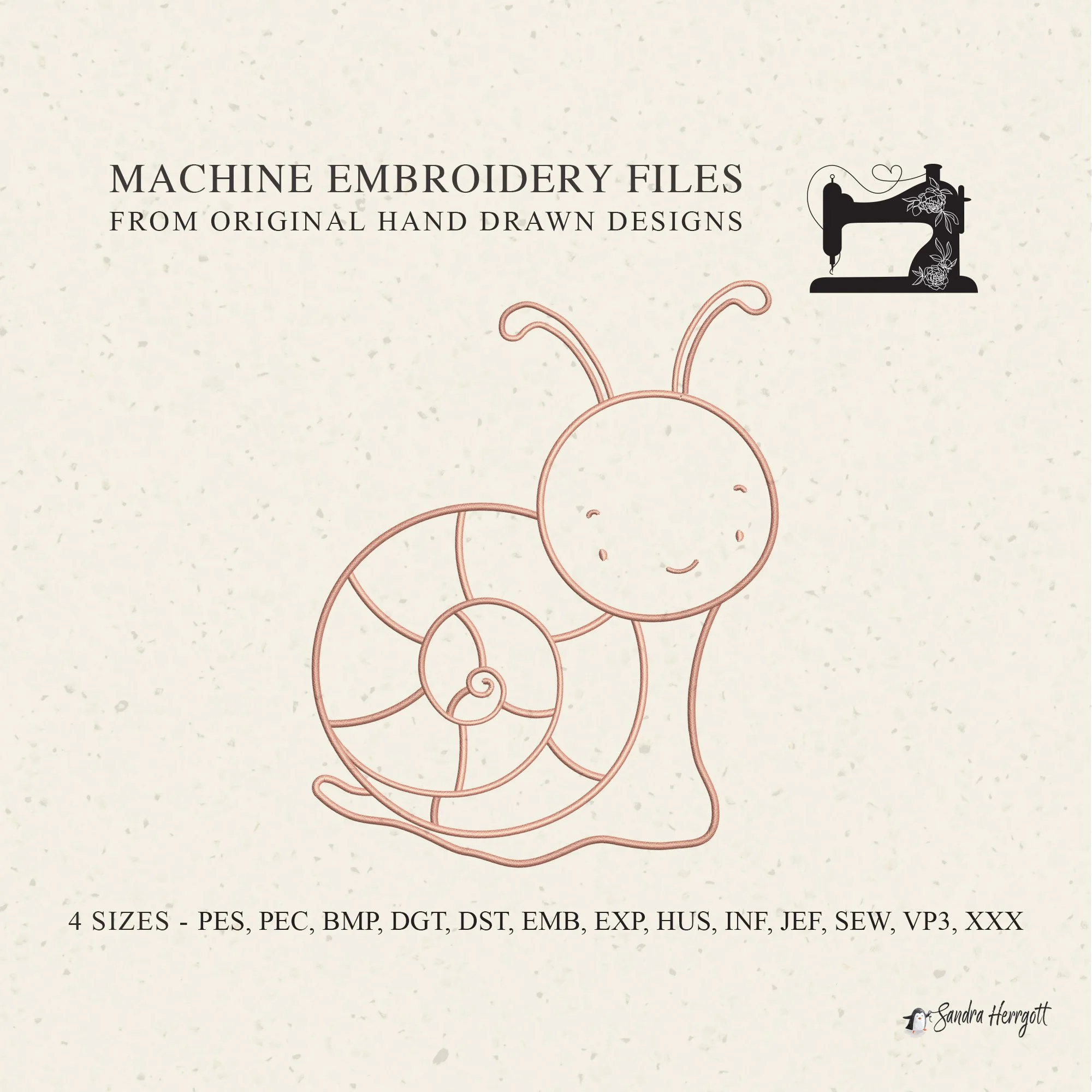 Snail 01 machine embroidery template design pattern file