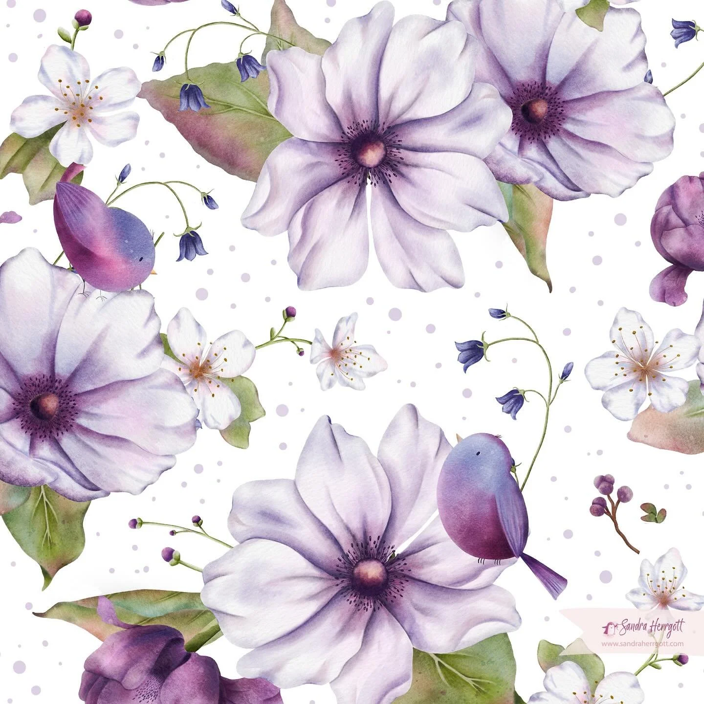 Which color version of my anemone songbird pattern do you like best? I can&rsquo;t make up my mind between the blue on white and purple on white.
.
I am working on some coordinates and blenders hopefully very soon. Still trying to catch up with all o