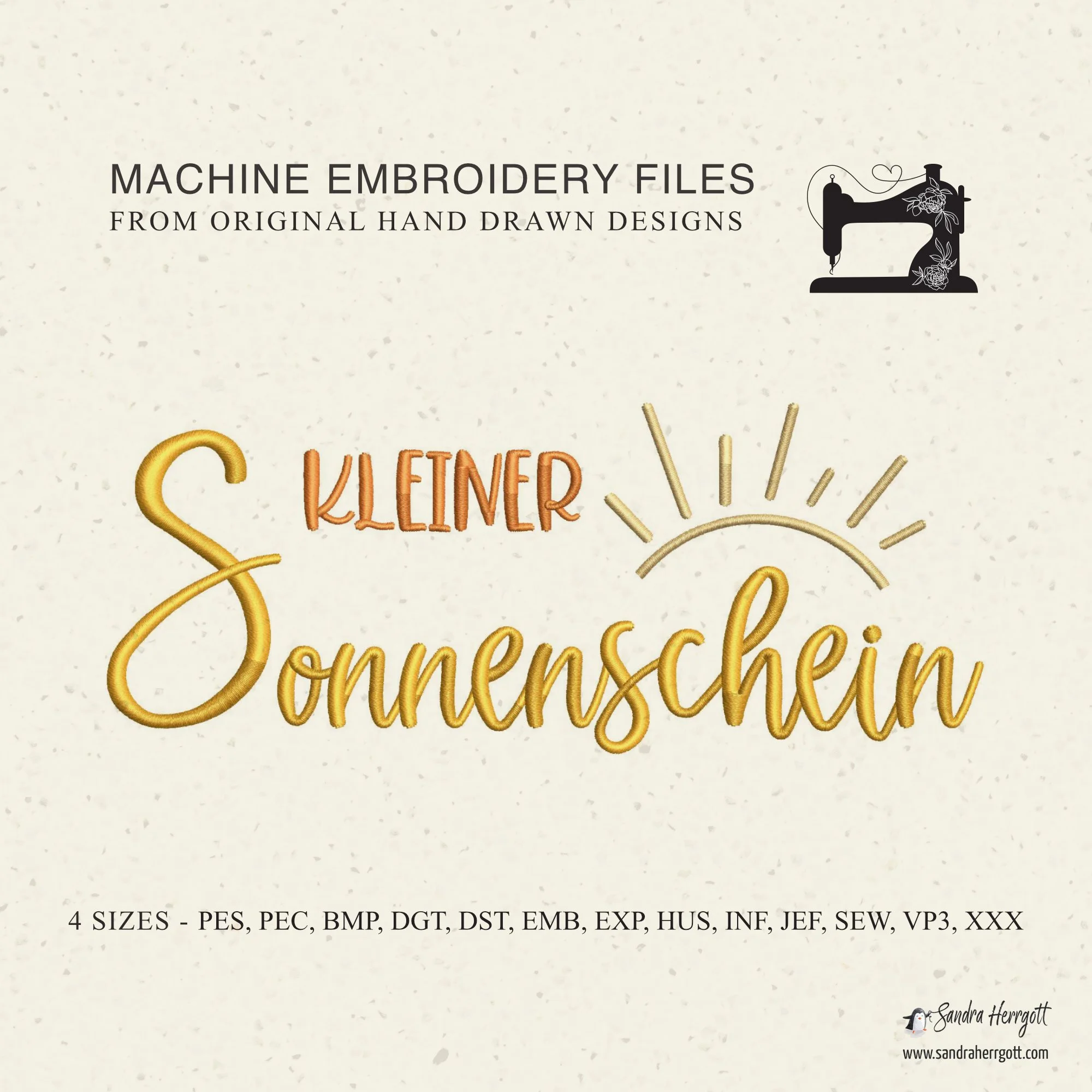 GERMAN Little Sunshine machine embroidery design pattern file