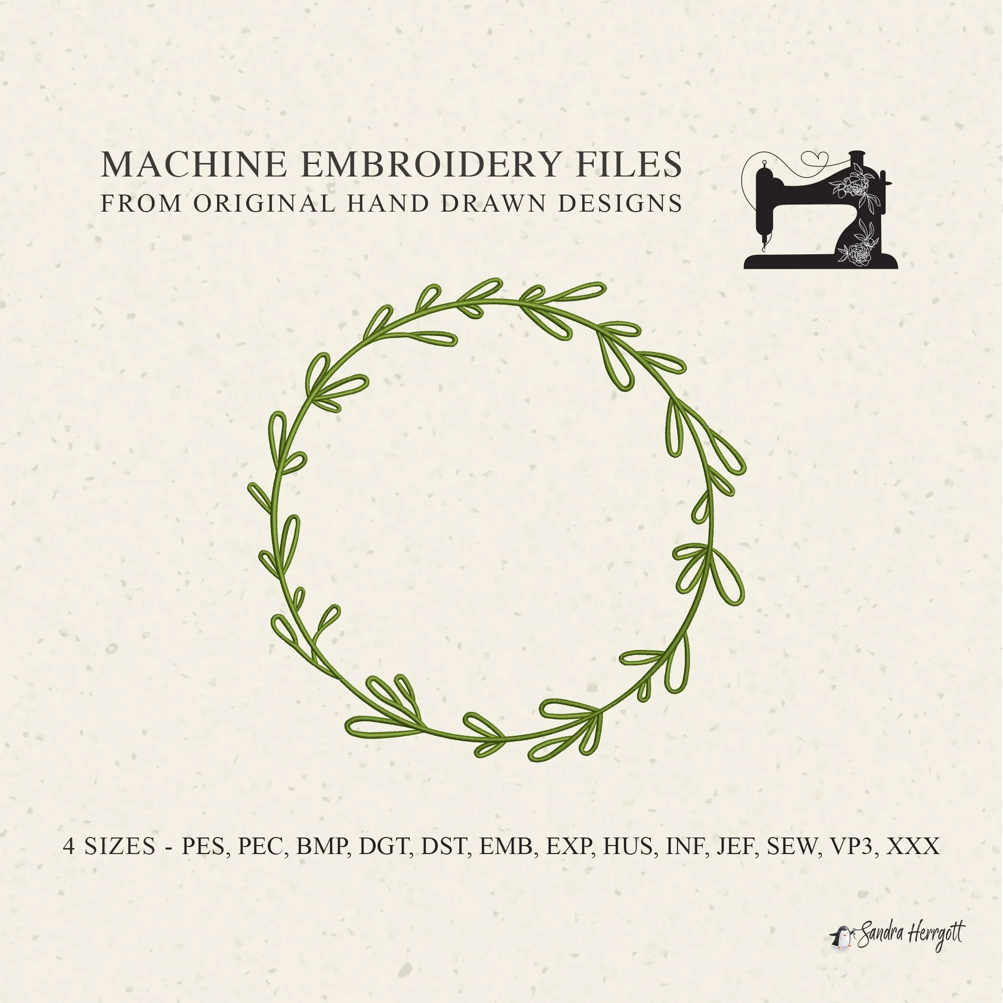 Wreath 02 machine embroidery design pattern file