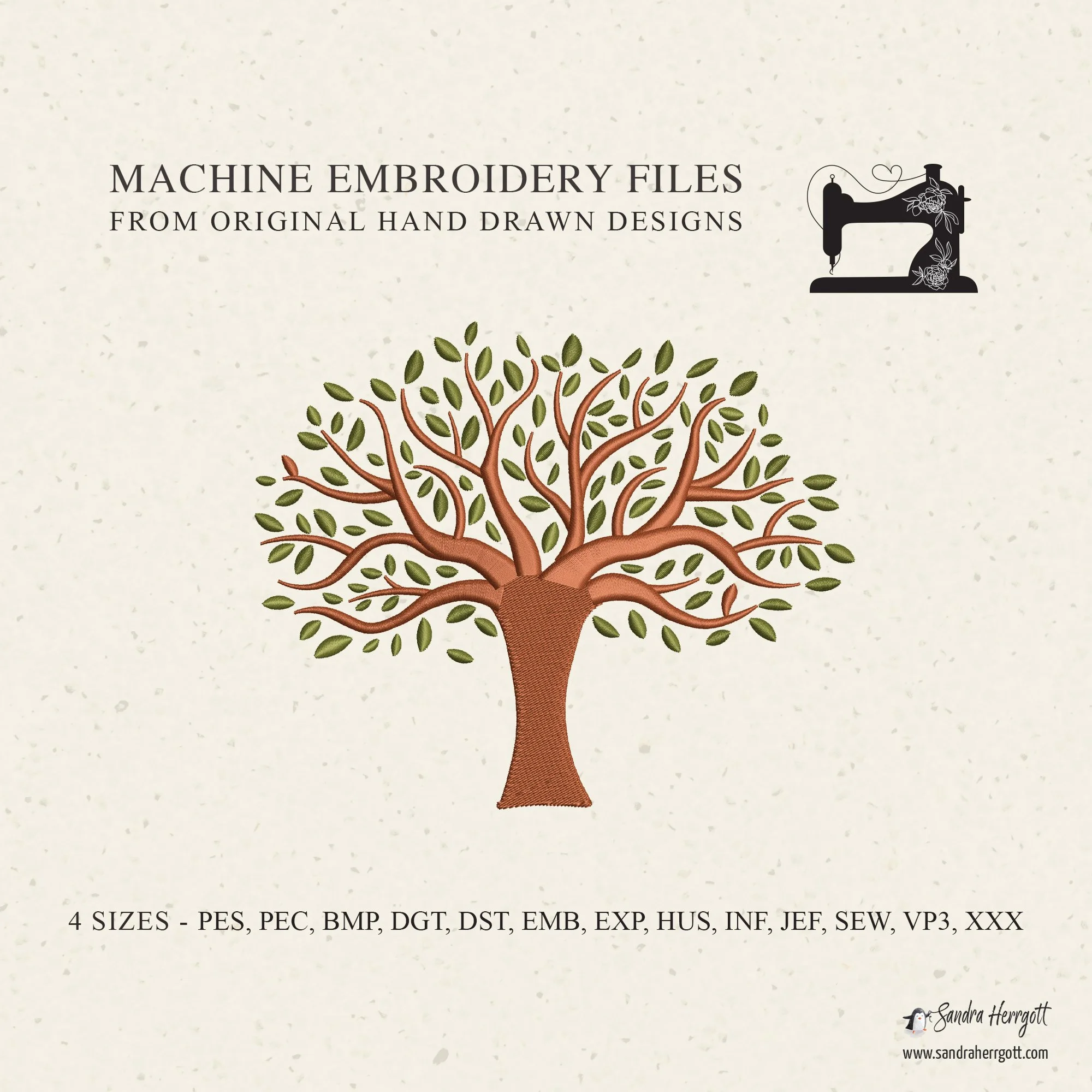 Oak Tree machine embroidery design pattern file