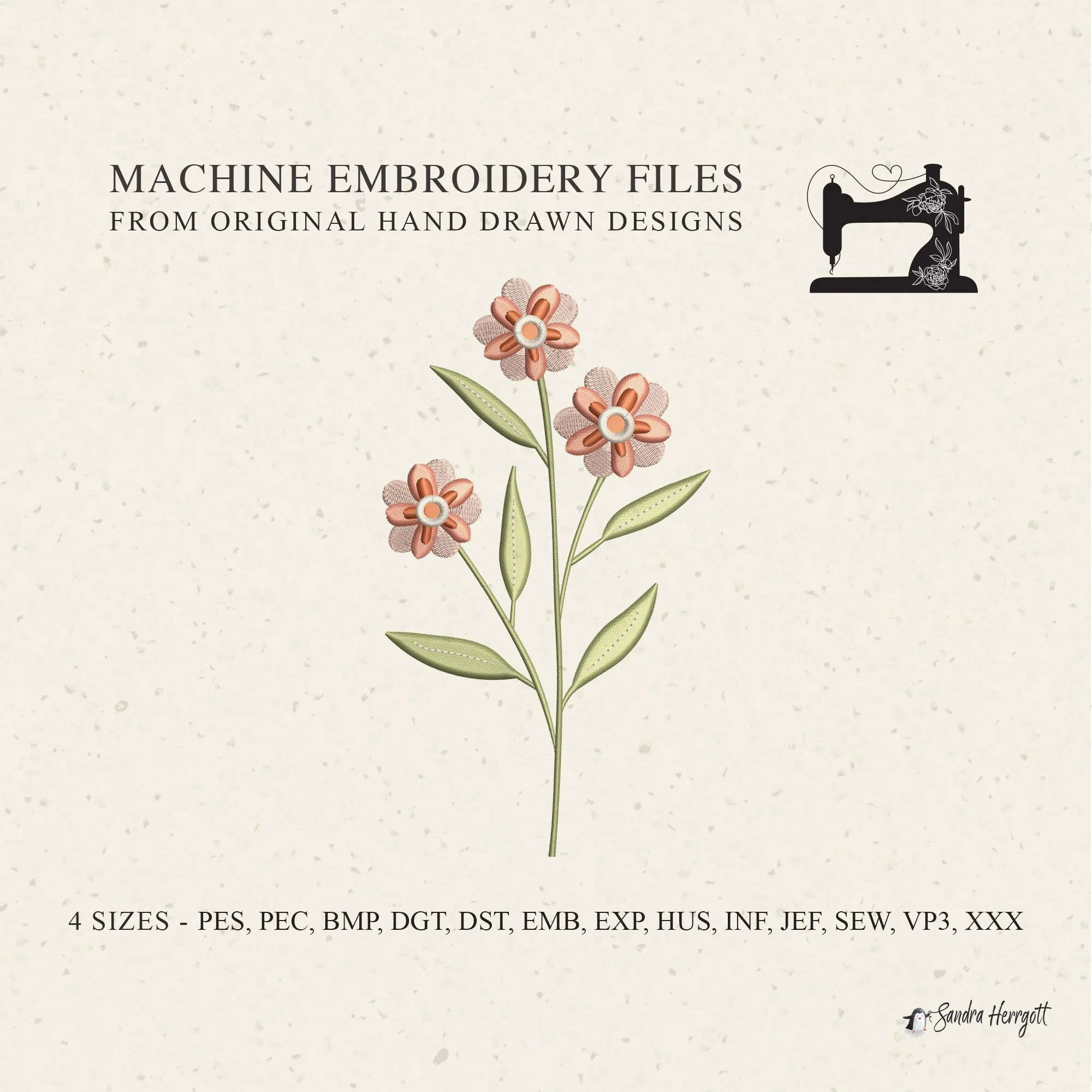 Wildflower 02 machine embroidery design pattern file