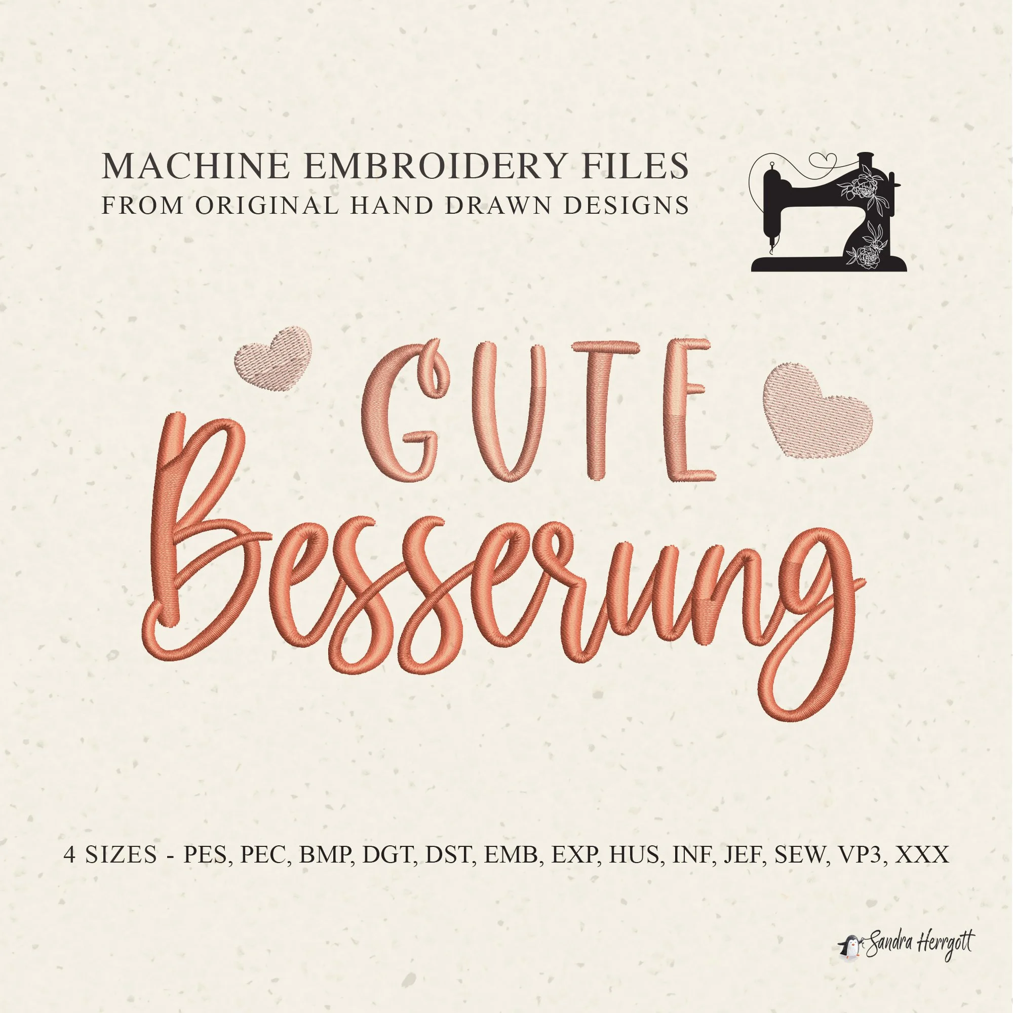 GERMAN Gute Besserung machine embroidery design pattern file