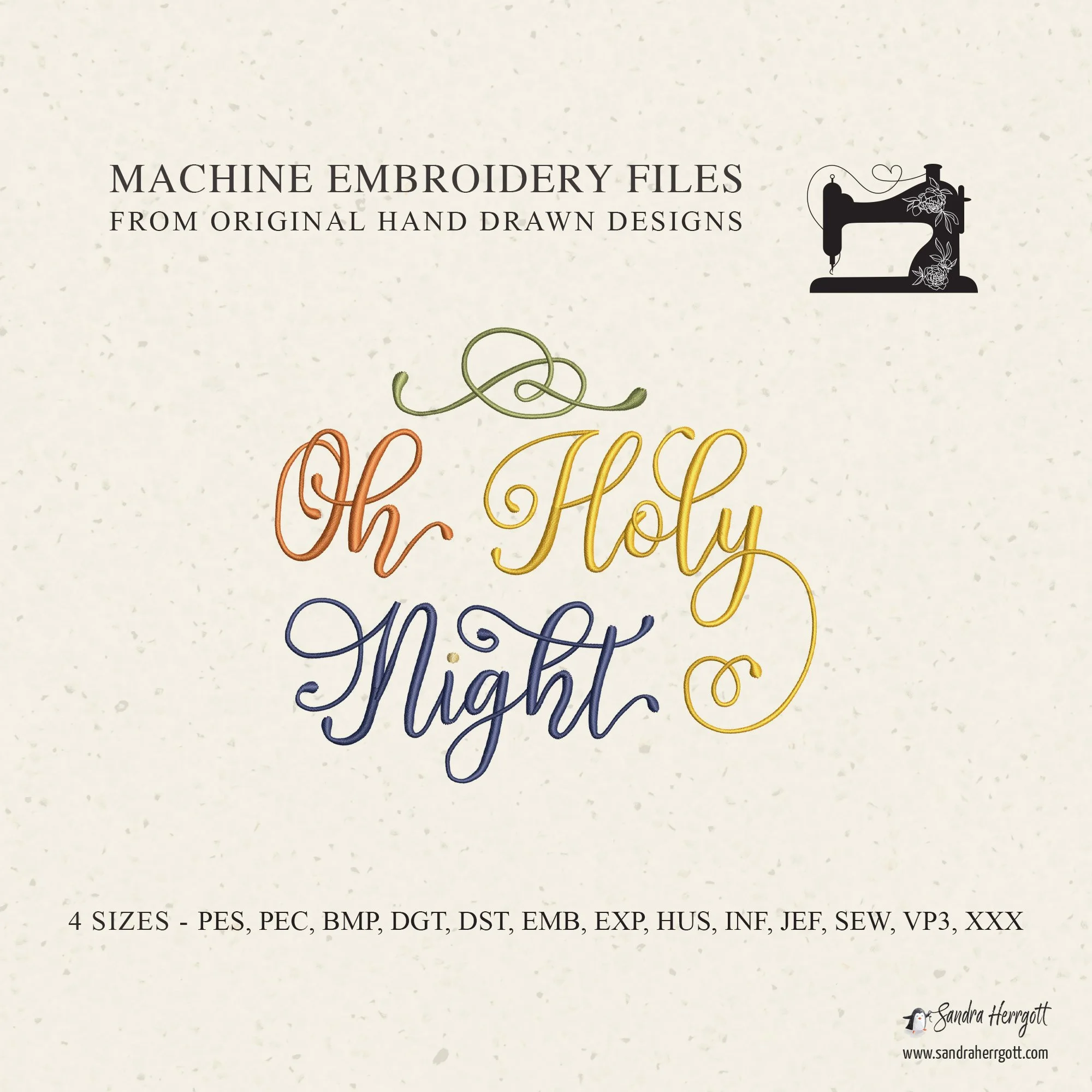 O Holy Night machine embroidery design pattern file