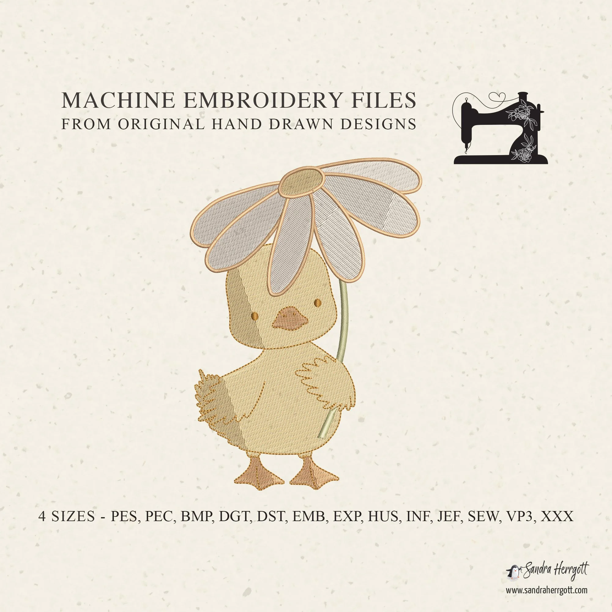 Duck Daisy Flower machine embroidery design pattern file