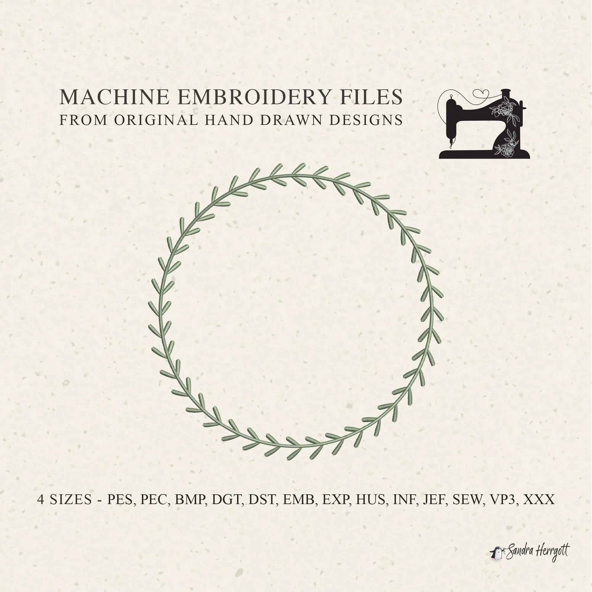 Wreath 04 machine embroidery design pattern file