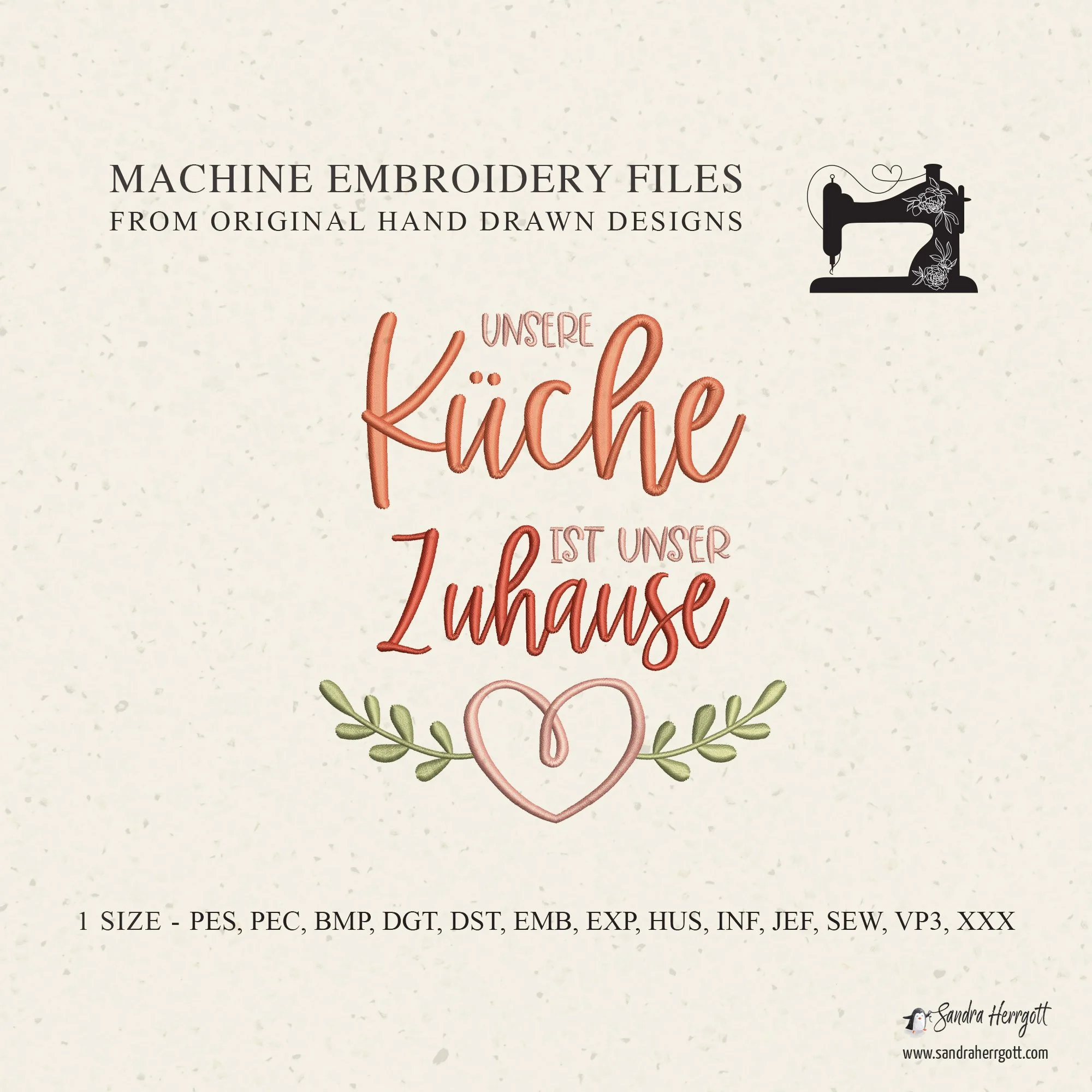 GERMAN Our kitchen is our home machine embroidery design pattern file