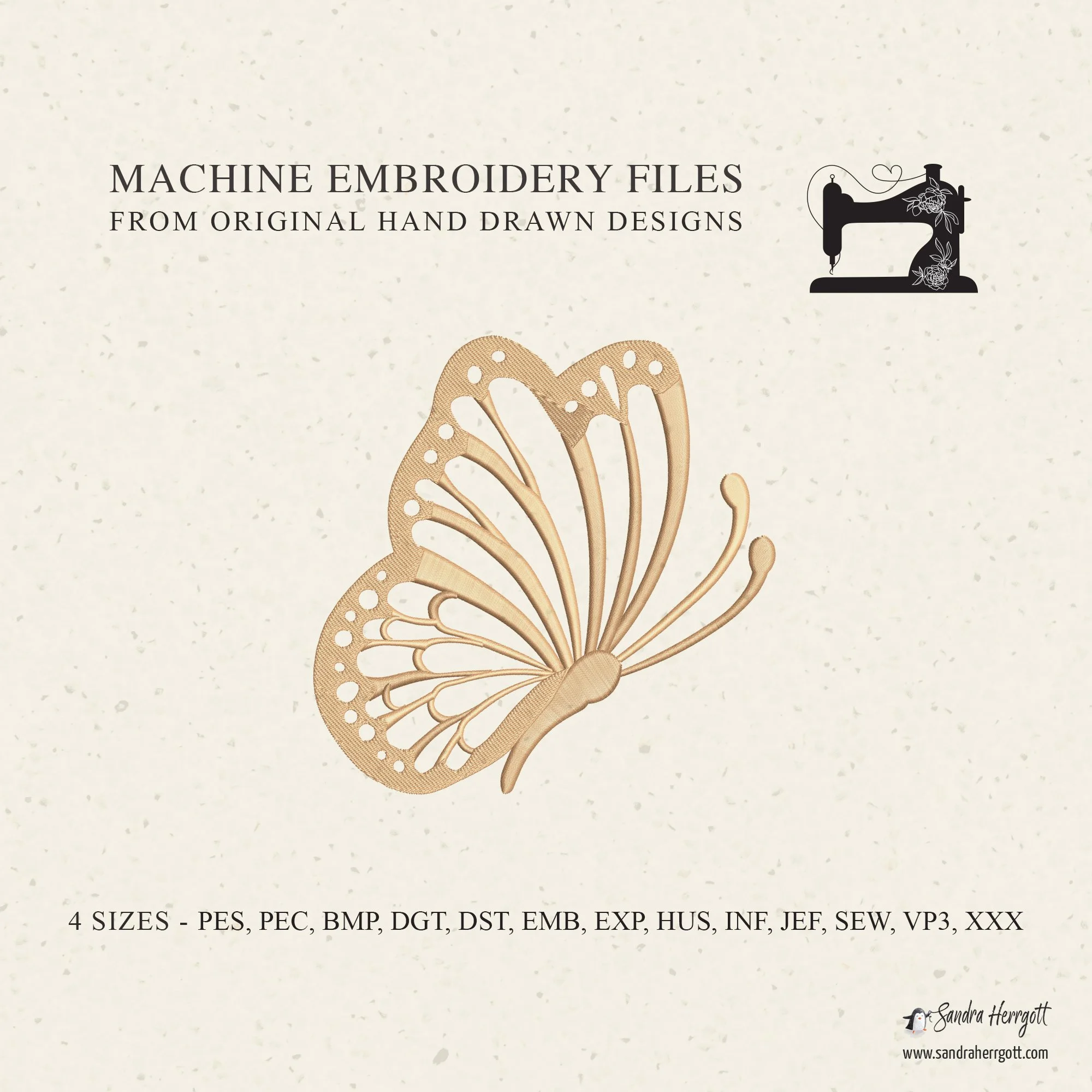 Butterfly 03 machine embroidery design pattern file