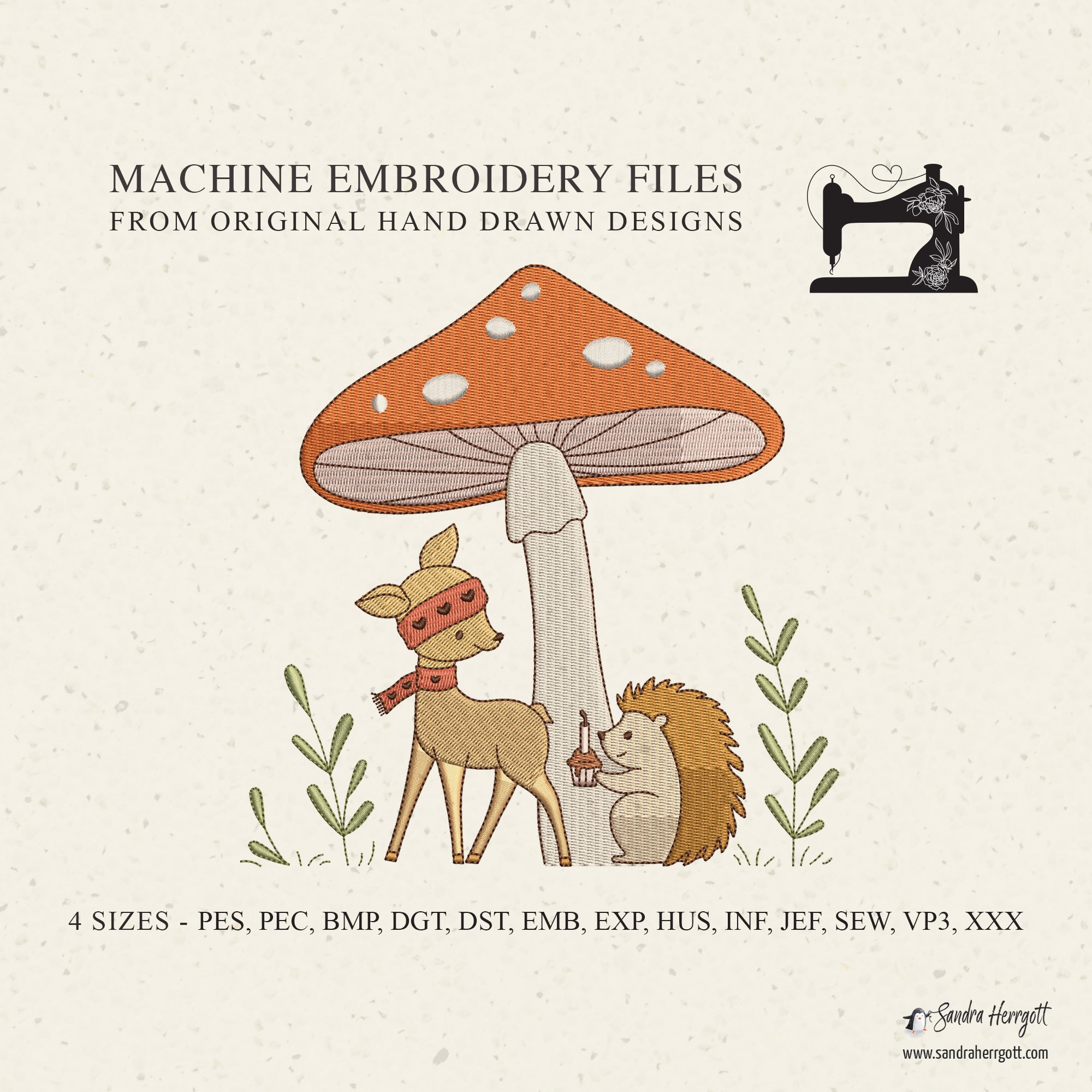 Mushroom Friends machine embroidery design pattern file