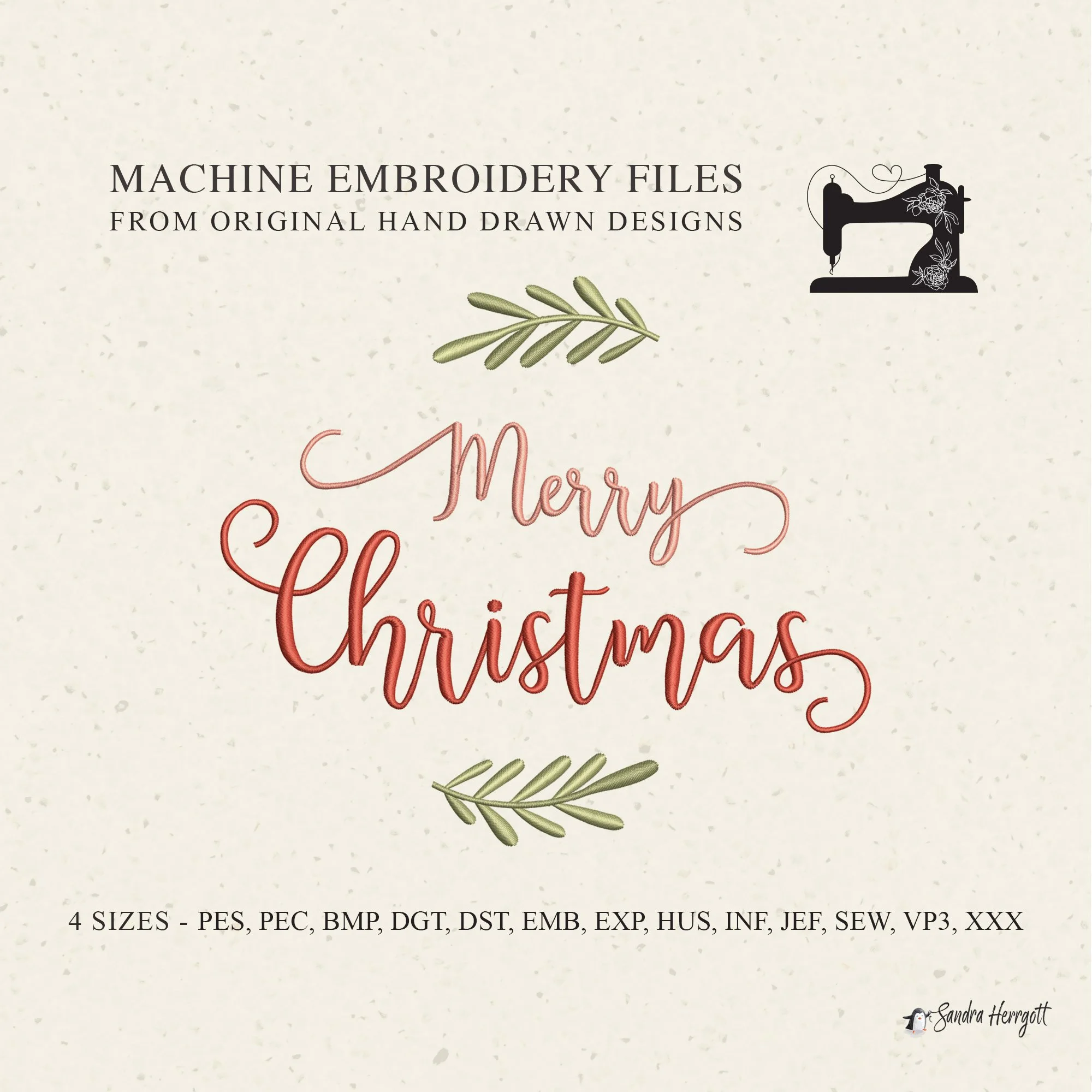 Merry Christmas machine embroidery design pattern file