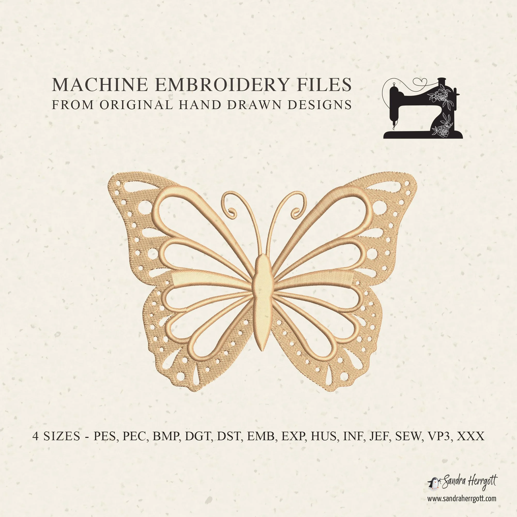 Butterfly 01 machine embroidery design pattern file