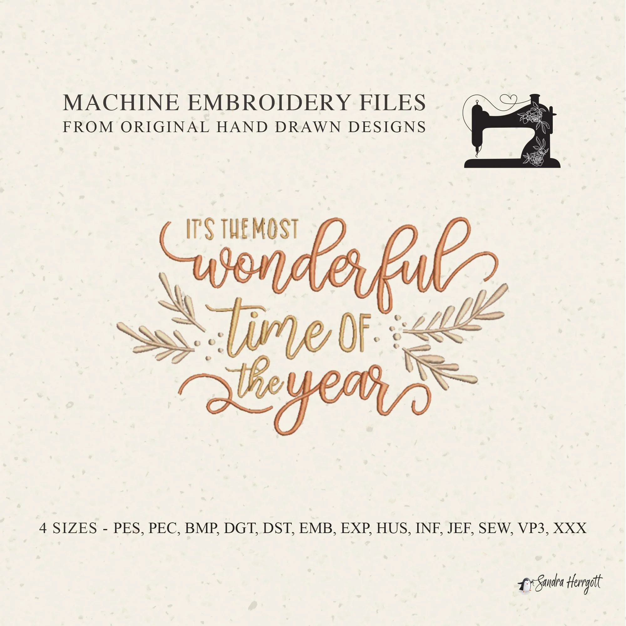 It's The Most Wonderful Time of The Year machine embroidery design pattern file