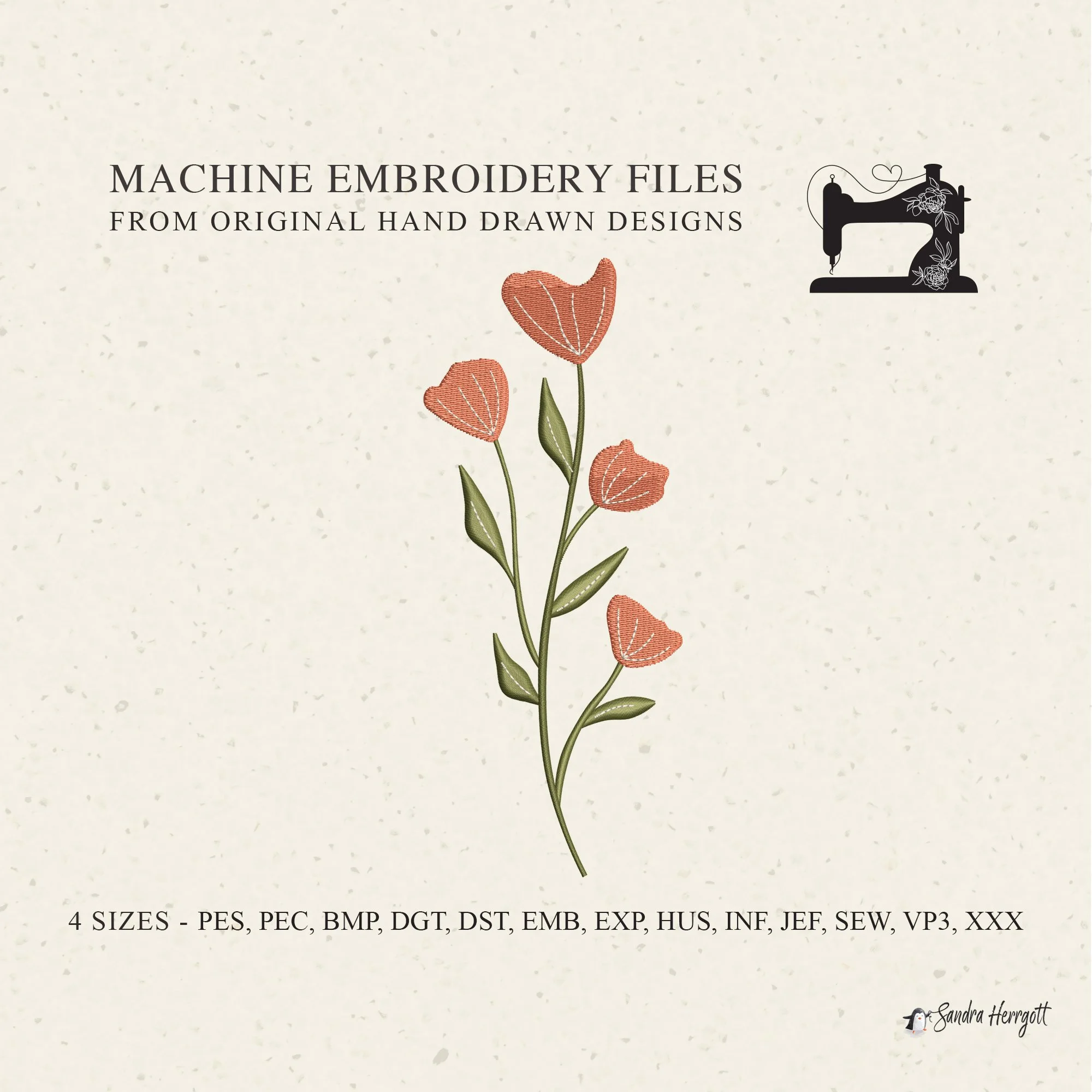 Wildflower 01 machine embroidery design pattern file