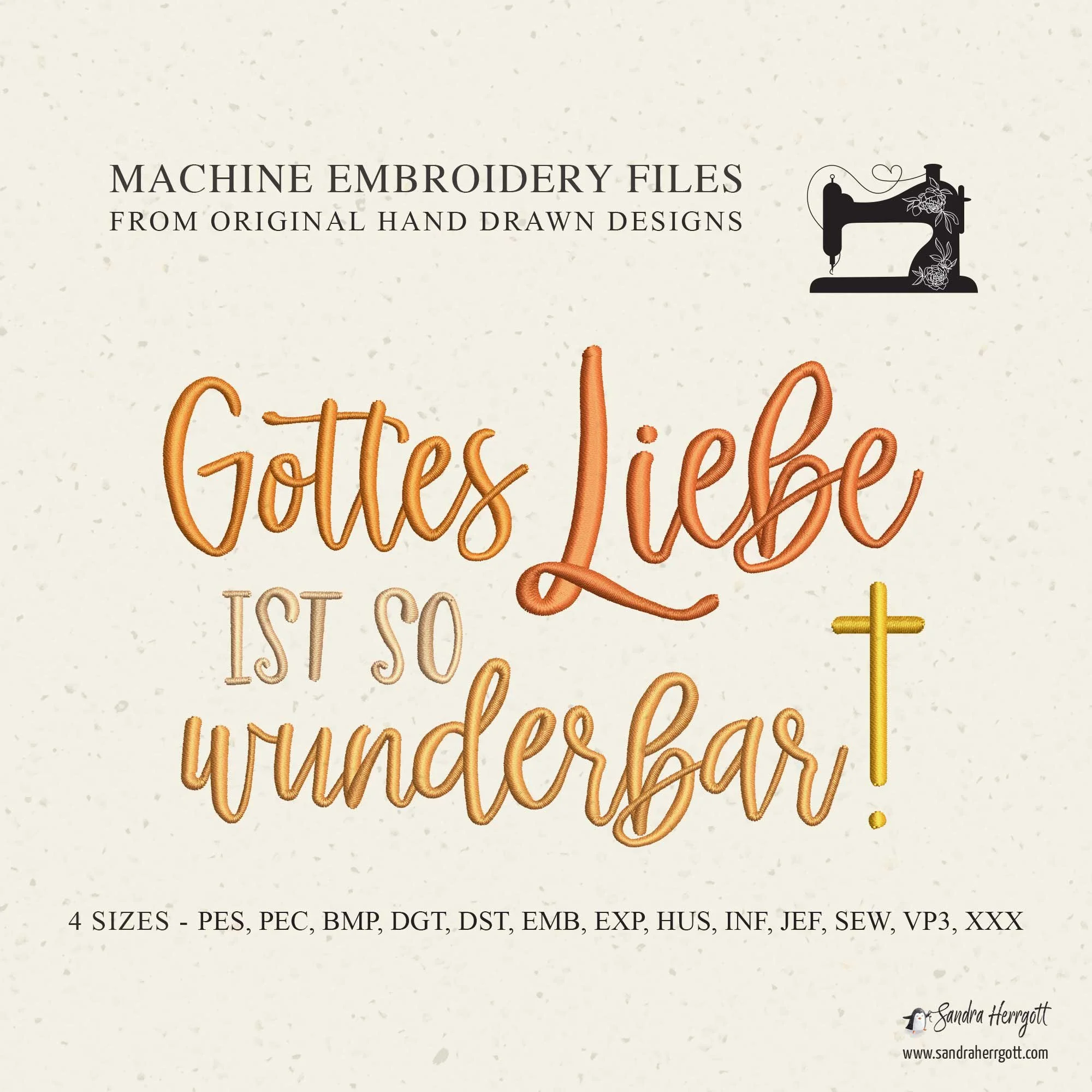 German Jesus liebt Dich machine embroidery design pattern file
