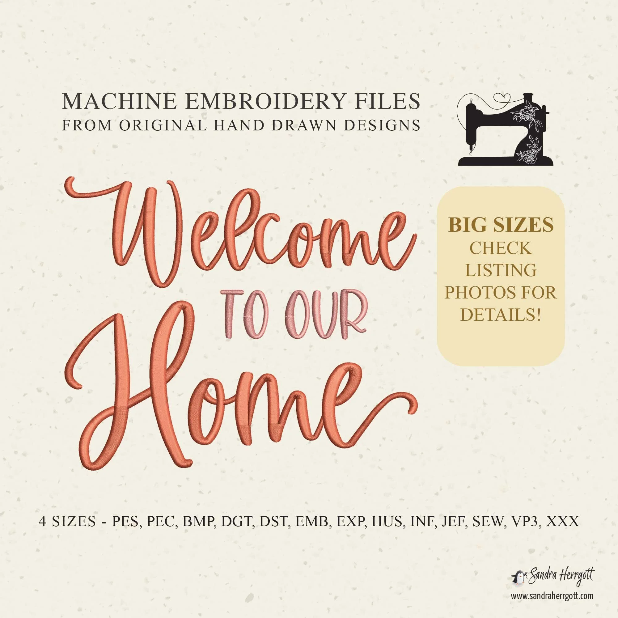 Big Size Welcome to our home machine embroidery design pattern file