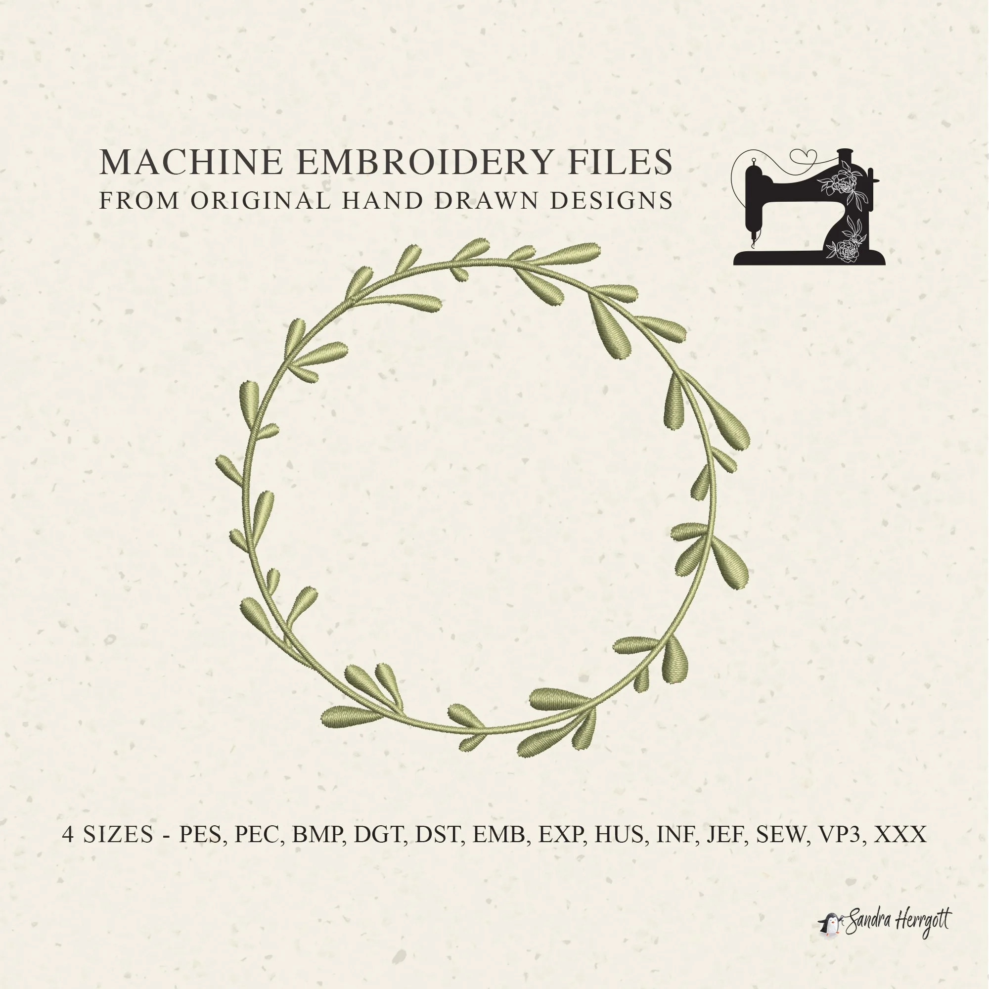 Wreath 01 machine embroidery design pattern file