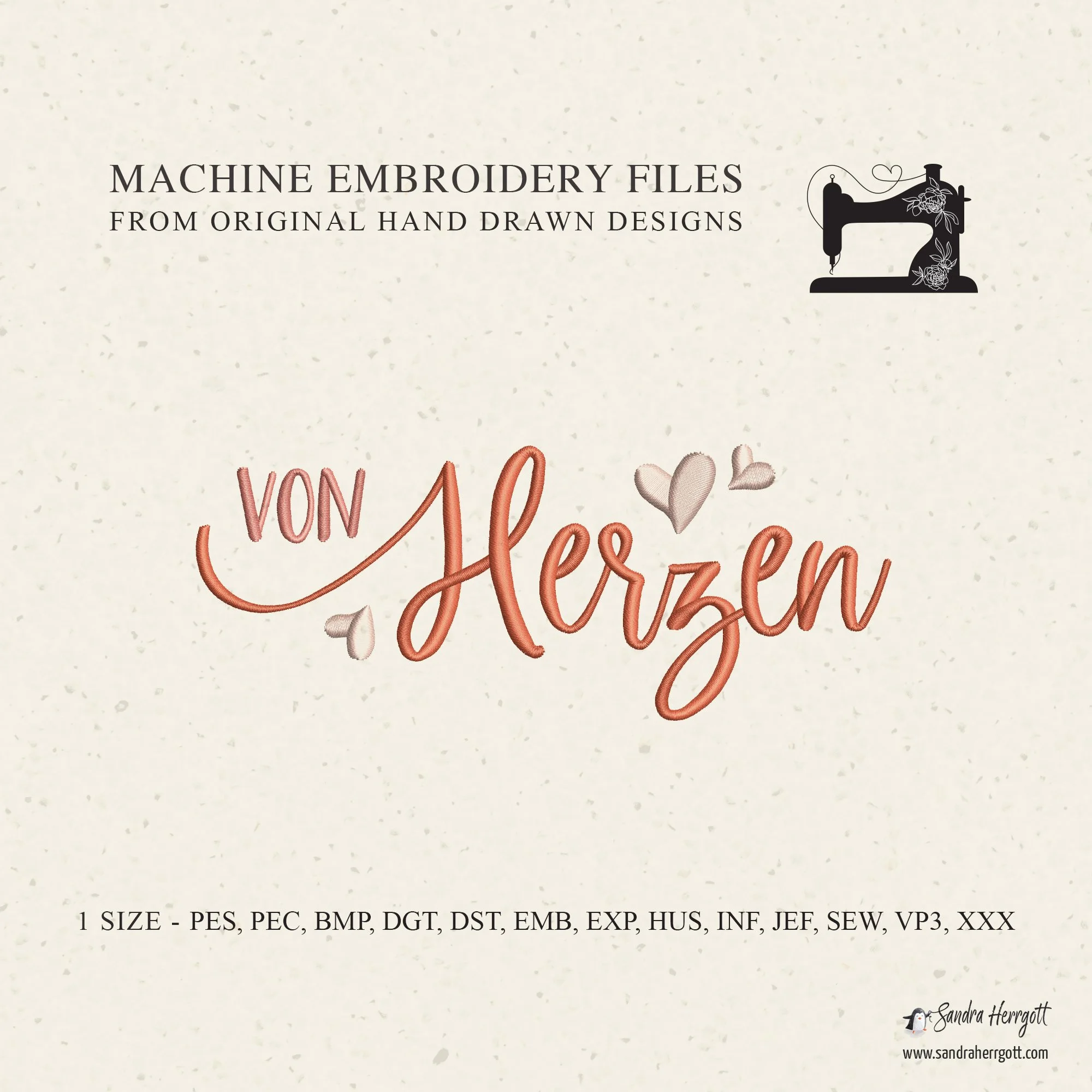 GERMAN from the heart machine embroidery design pattern file