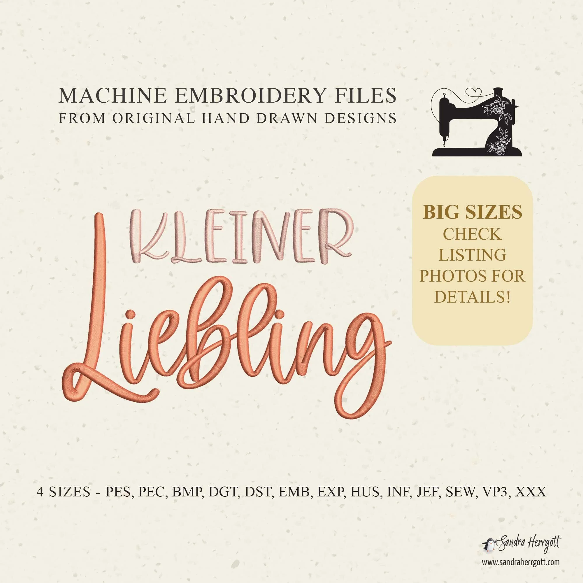 Big Size GERMAN Kleiner Liebling machine embroidery design pattern file