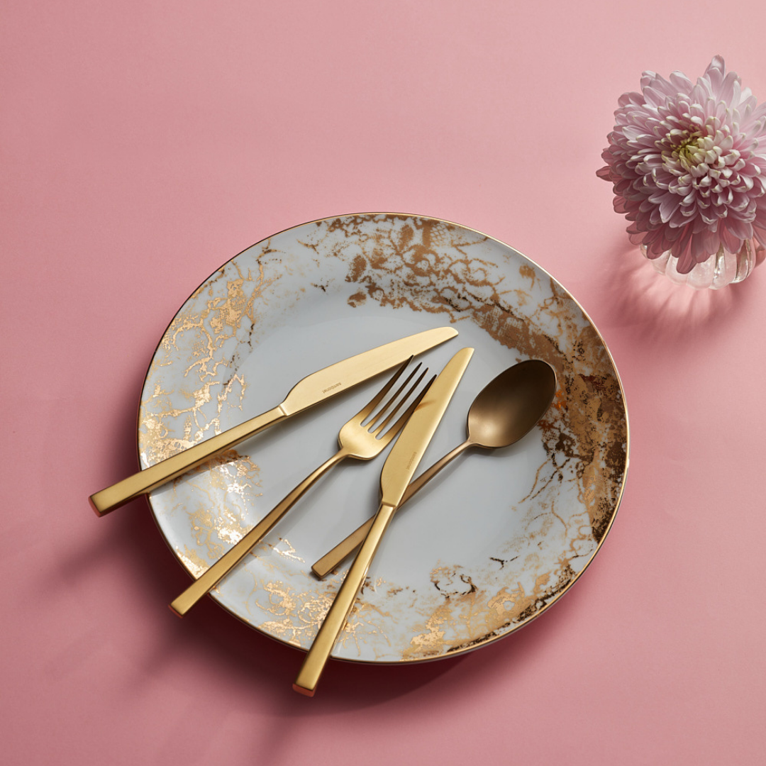 Antique PVD Gold Stainless Steel Cutlery Set Tableware to elevate