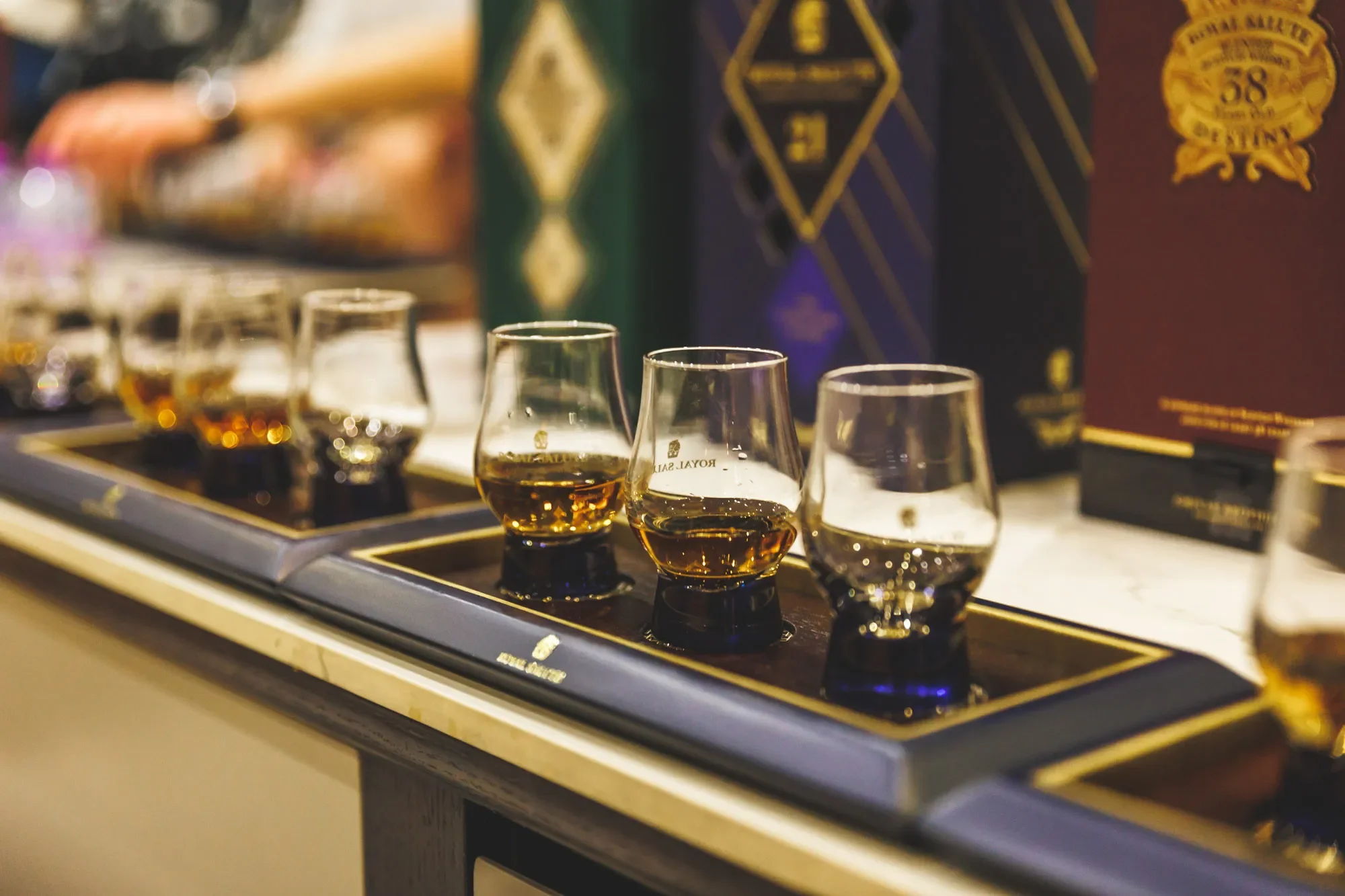 Photoshoot of a whiskey and brandy tasting at a corporate event in Dubai