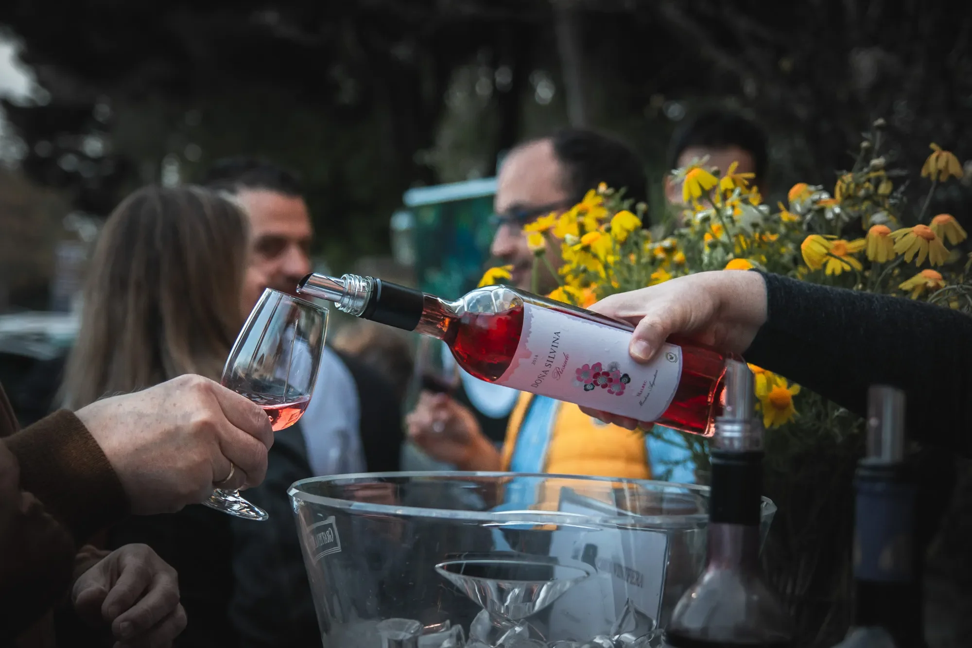 Serving red wine at a wine tasting in Kifissia for International Malbec Day