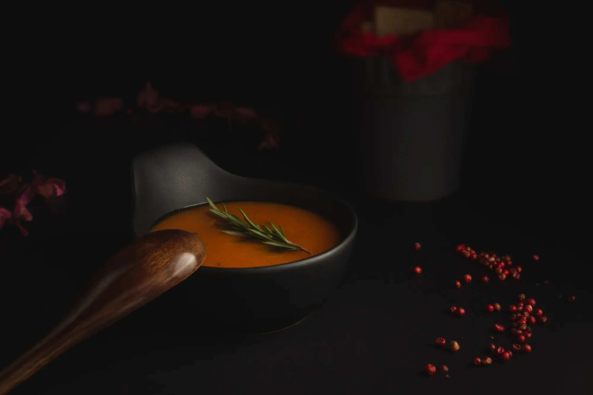 Photoshoot of pumpkin soup for an online menu