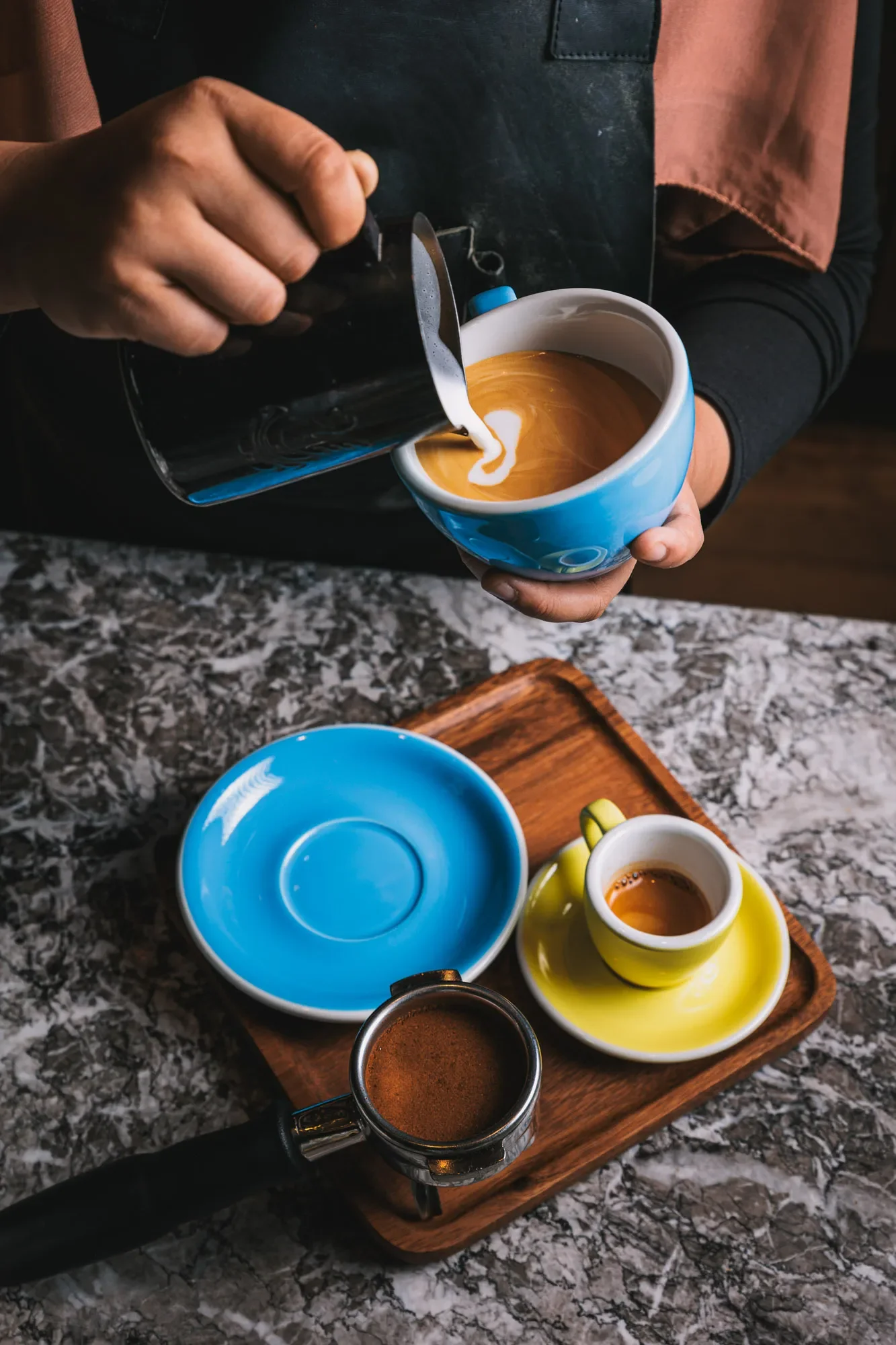 Preparation of a cappuccino order at a Dubai cafe