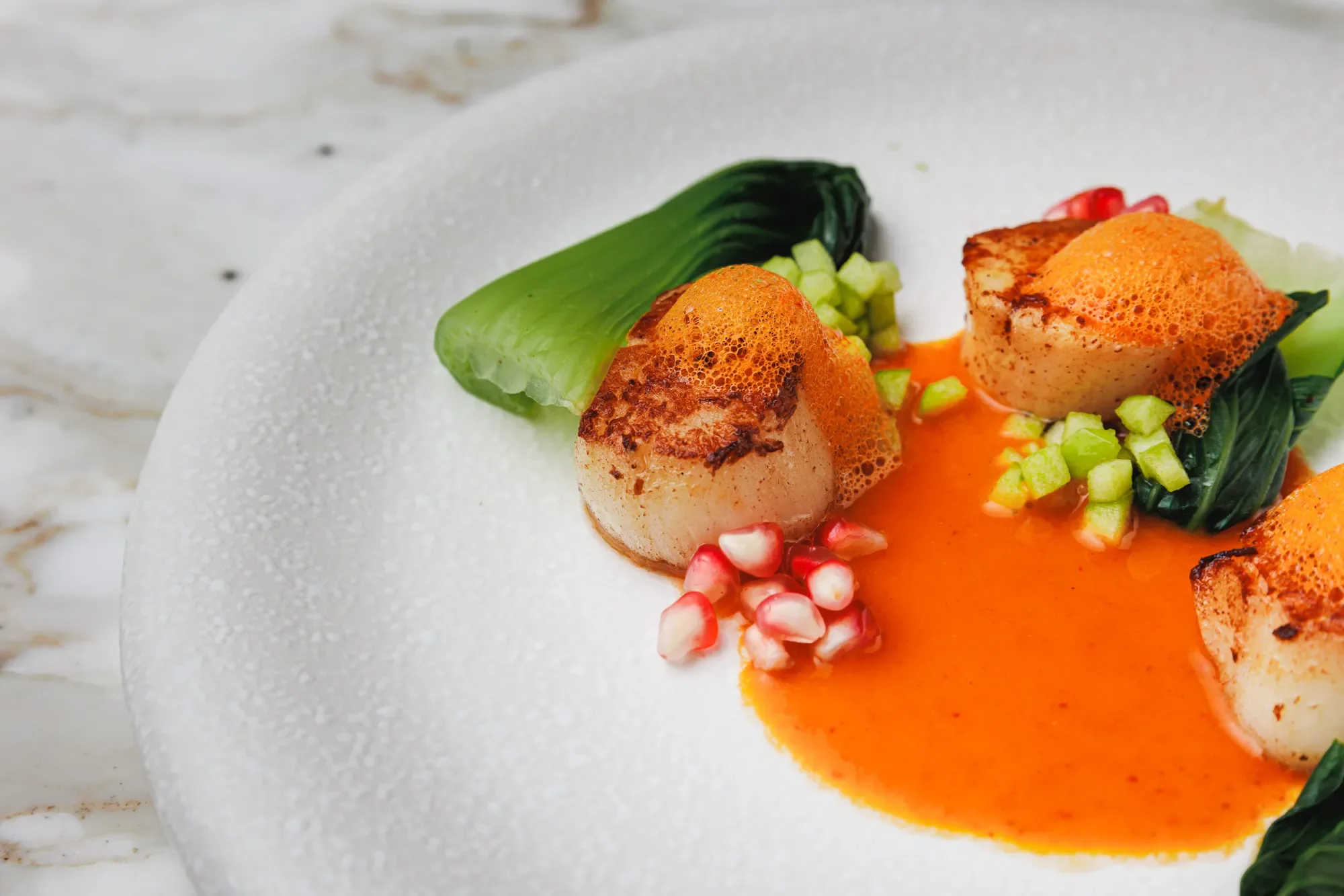 Photoshoot of a seafood dish at a gourmet restaurant in Dubai