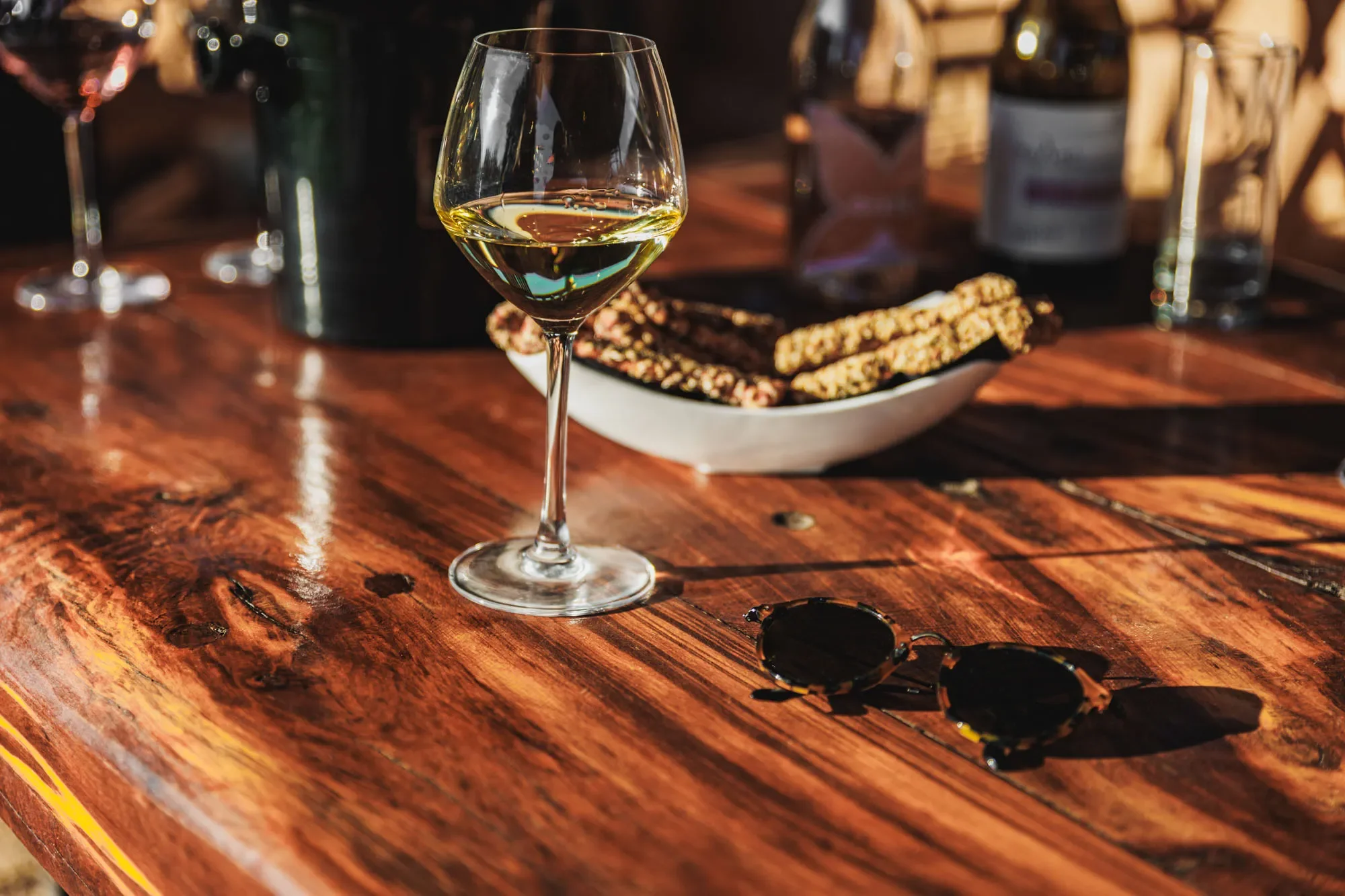 Detail from a Savatiano wine tasting at a winery in Attica