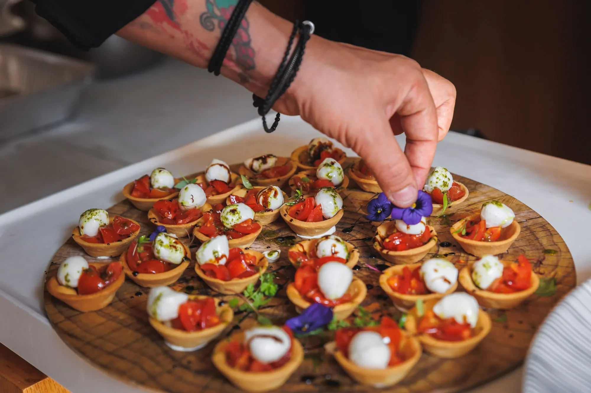 Preparation of appetizers for serving on a yacht in Dubai