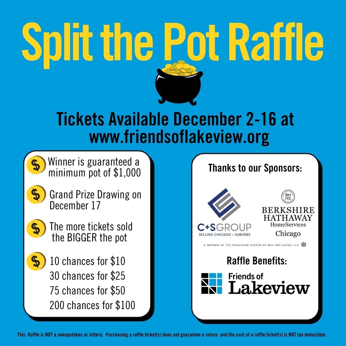 Friends of Lakeview's Split the Pot Raffle Is Nearing $2,000
