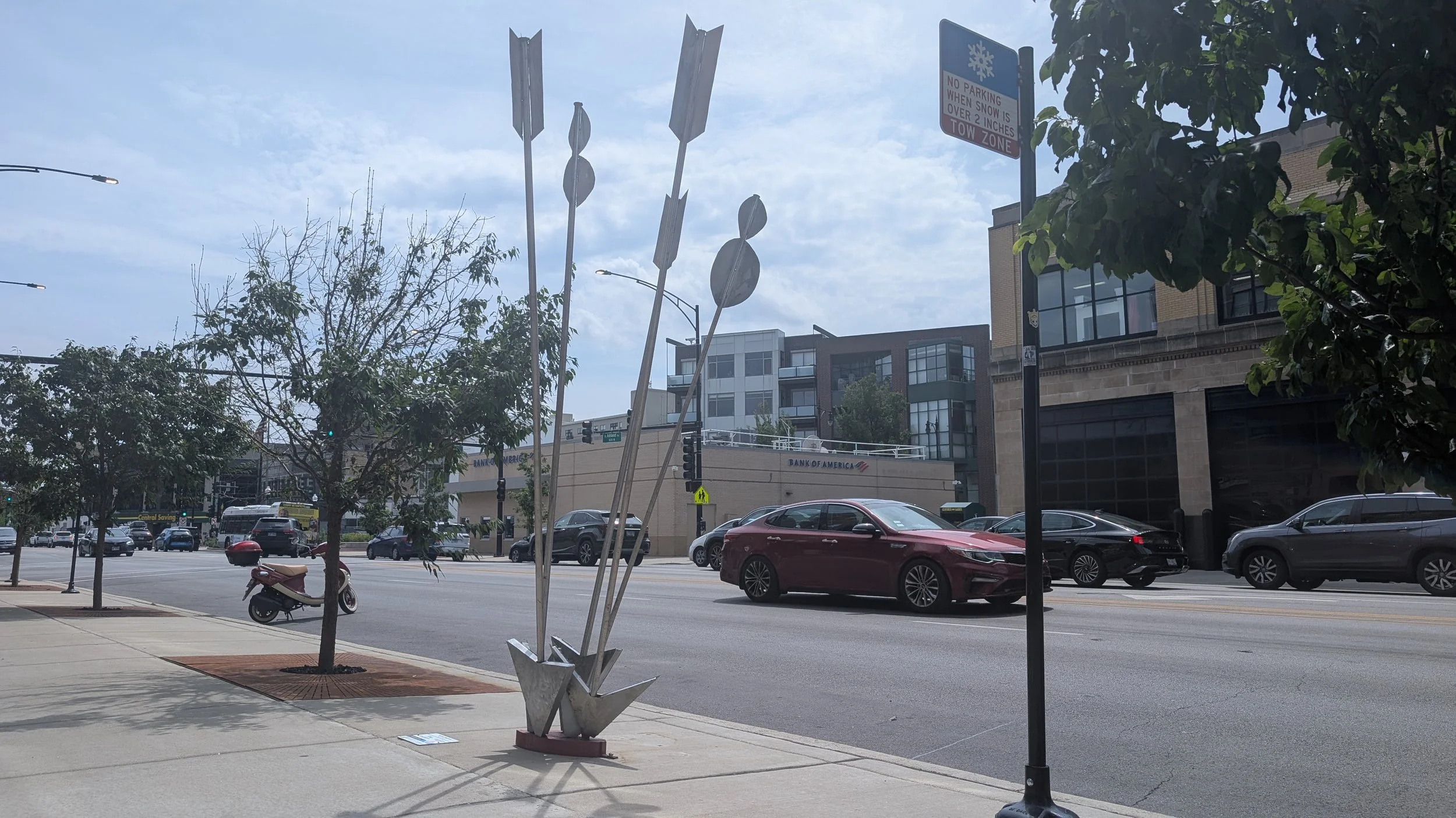 Astral Archer, Michael Magnotta (2026): 3245 N Lincoln | Part of the annually-rotating 4-piece sponsorship for the 2026 Chicago Sculpture Exhibit
