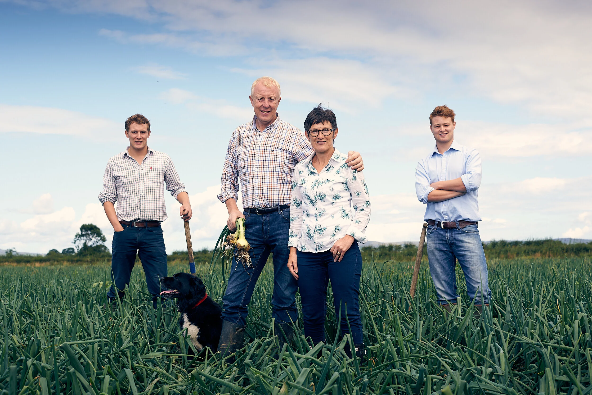 Picture of the Miller family who own and run Milgro Onions, Northern Ireland's largest grower, packer, and processor of onions.