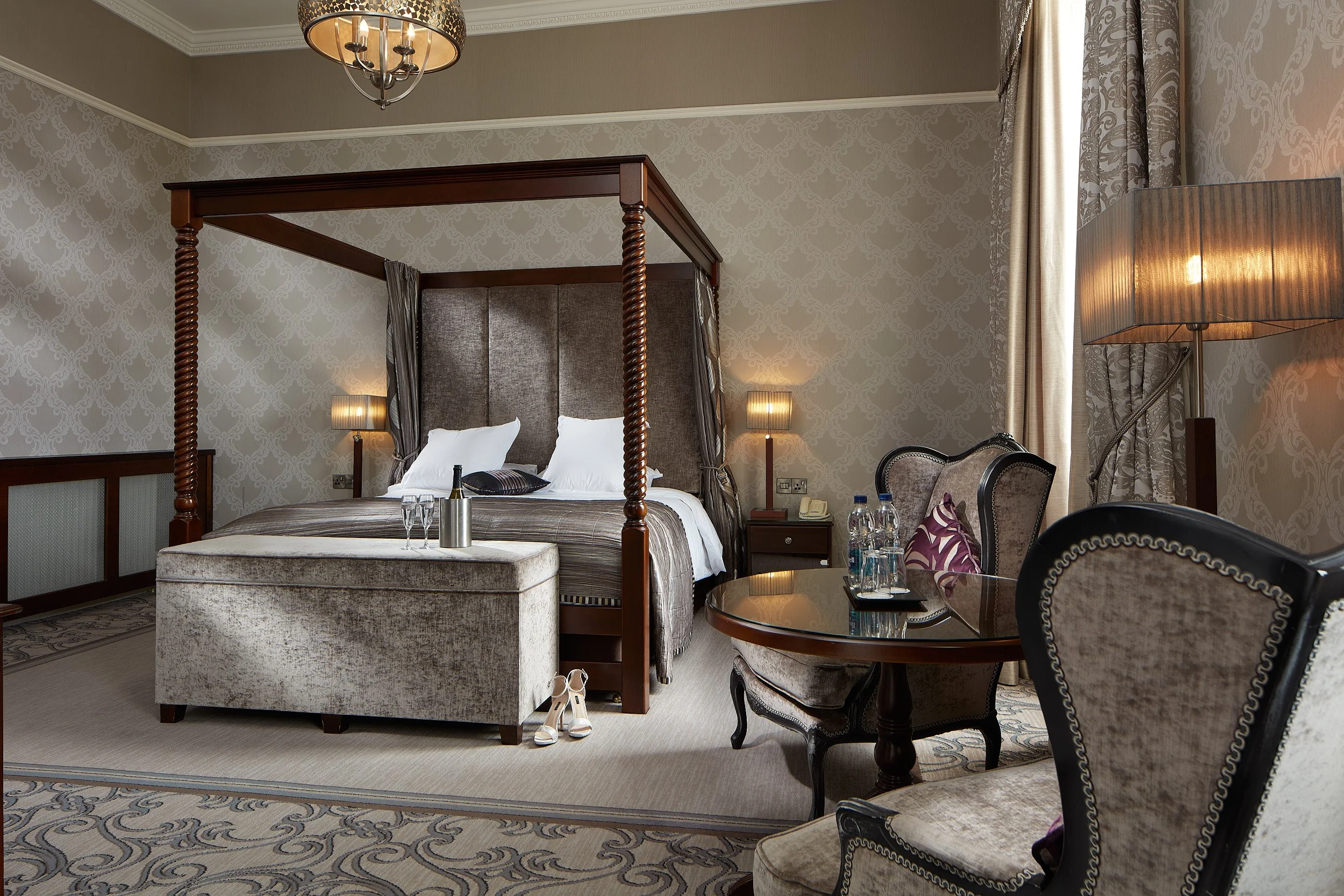 Manor House Country Hotel luxury bed room photograph from second shoot, picture by David Cordner Photography