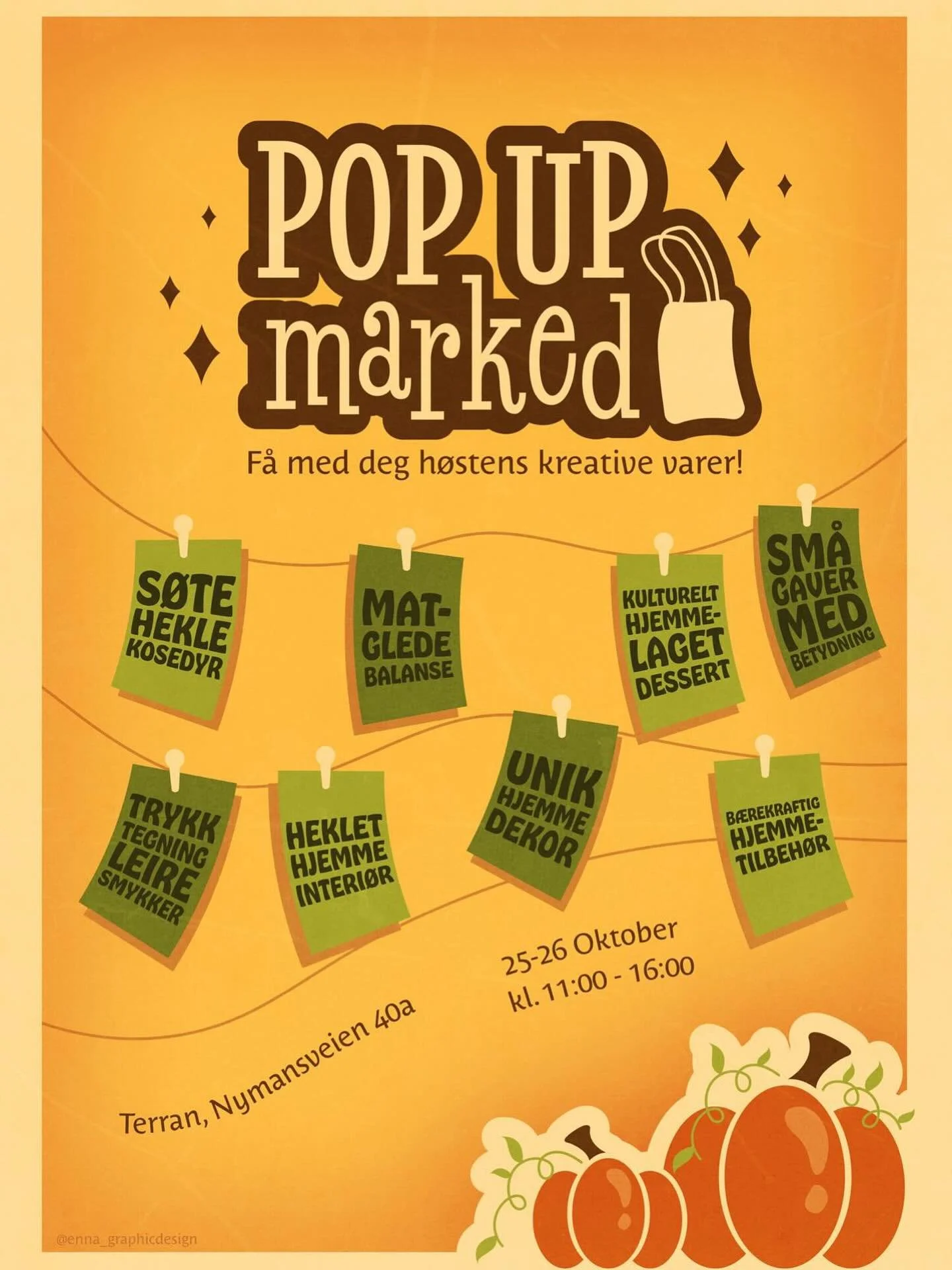 Denne helgen skal jeg v&aelig;re p&aring; marked i Stavanger 🧡 Her vil jeg servere og selge sunne og balanserende snacks og #matglede 🍵

Jeg er s&aring; takknemlig f&aring;r &aring; skulle dele denne dagen med andre gr&uuml;ndere som brenner for si
