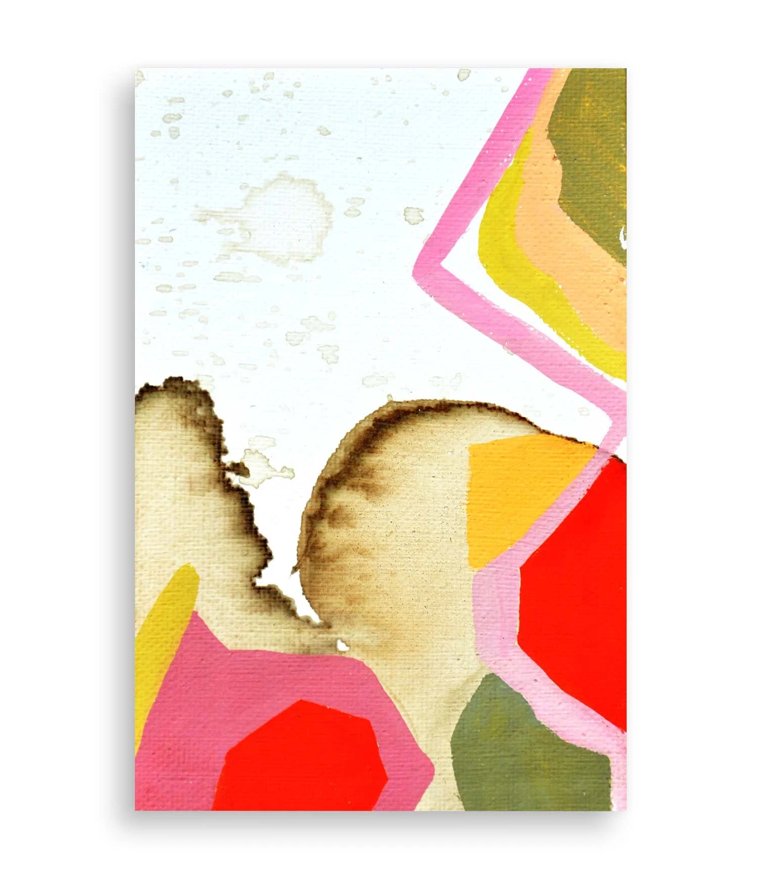 a colorful little abstract painting created with coffee and acrylic