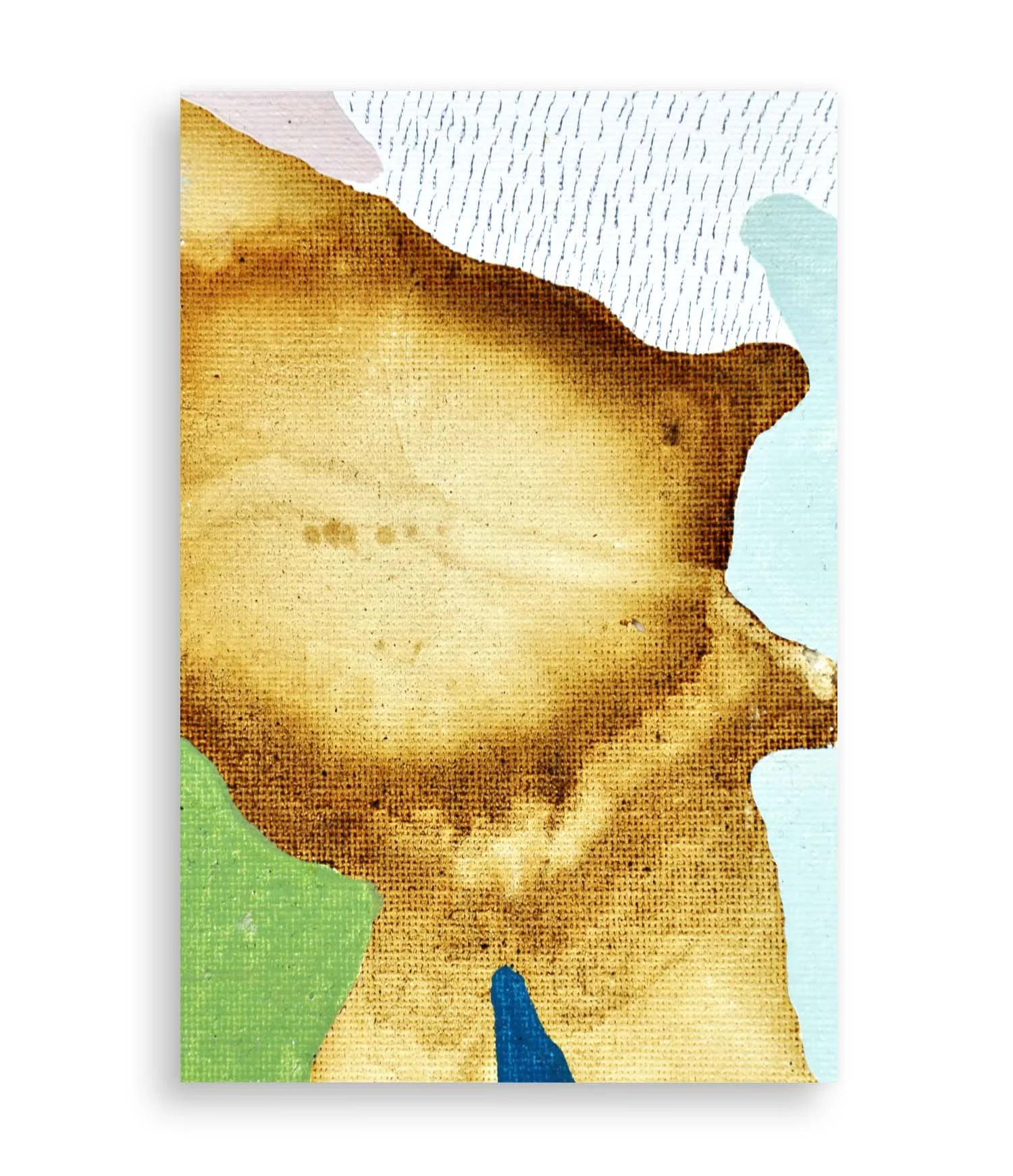 a colorful little abstract painting created with coffee and acrylic