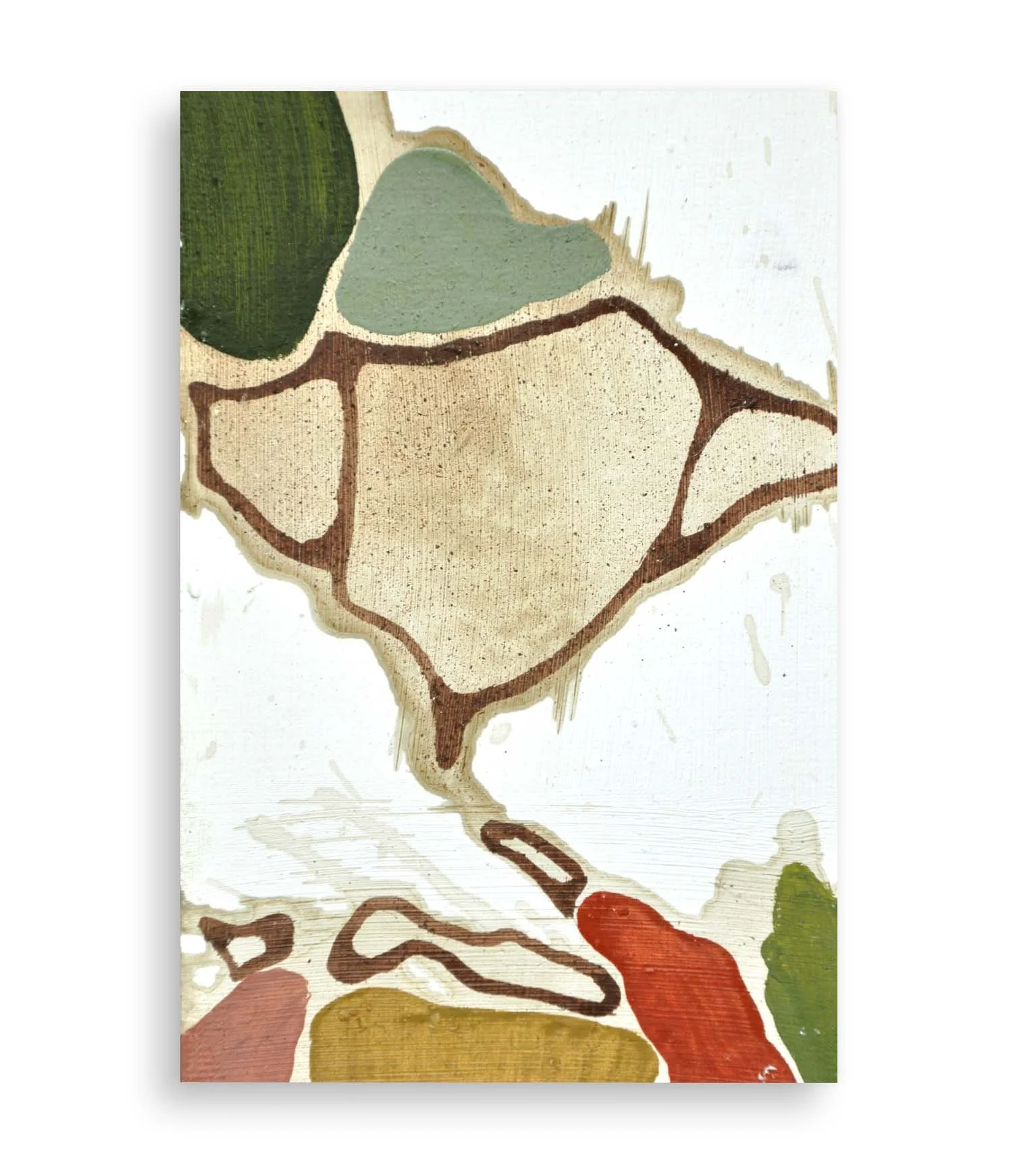 a colorful little abstract painting created with coffee and acrylic