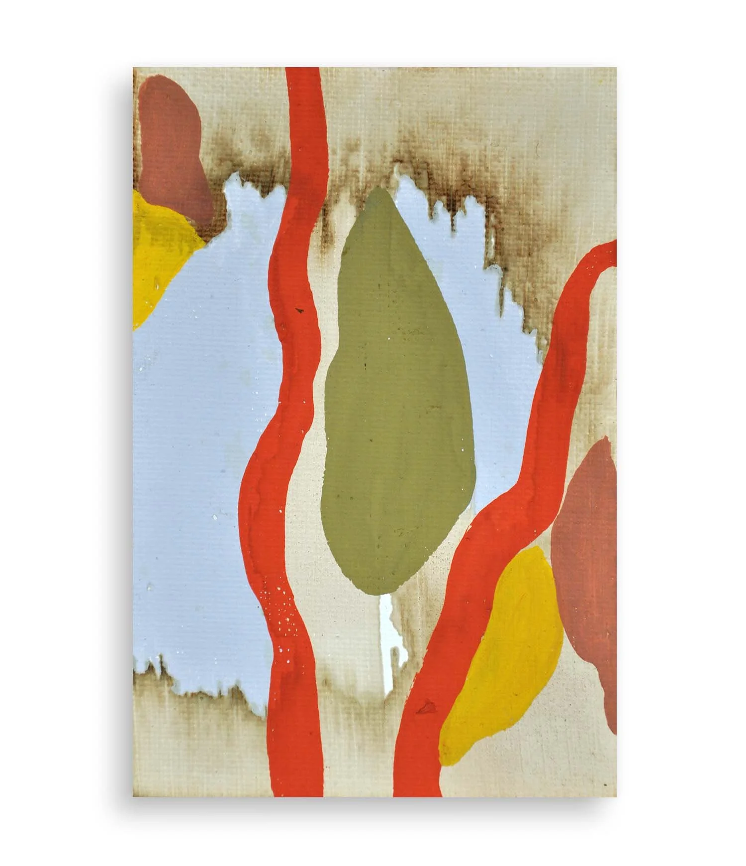 a colorful little abstract painting created with coffee and acrylic