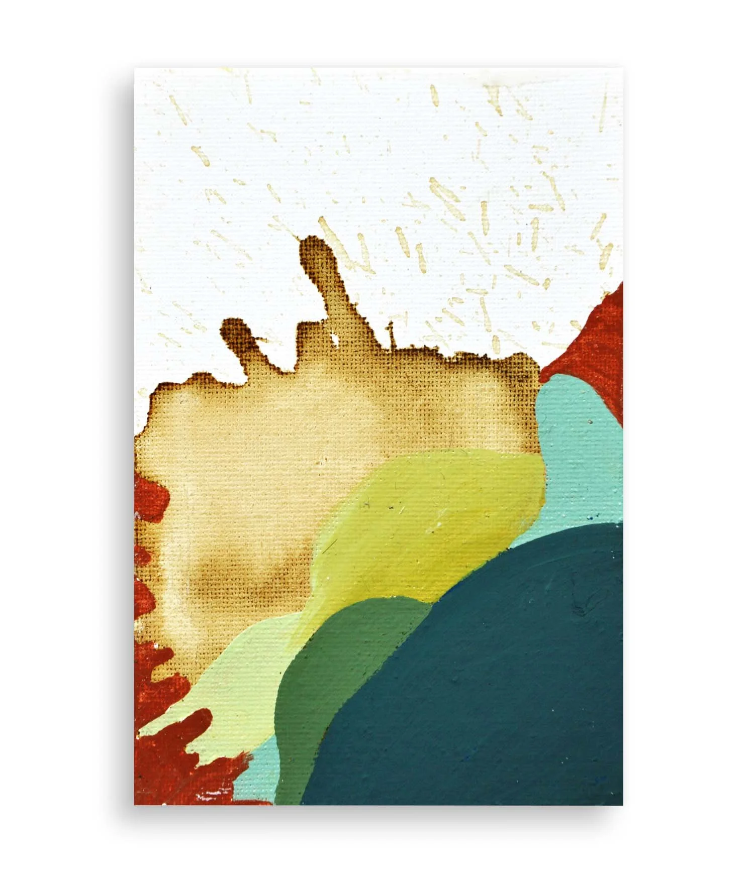a colorful little abstract painting created with coffee and acrylic