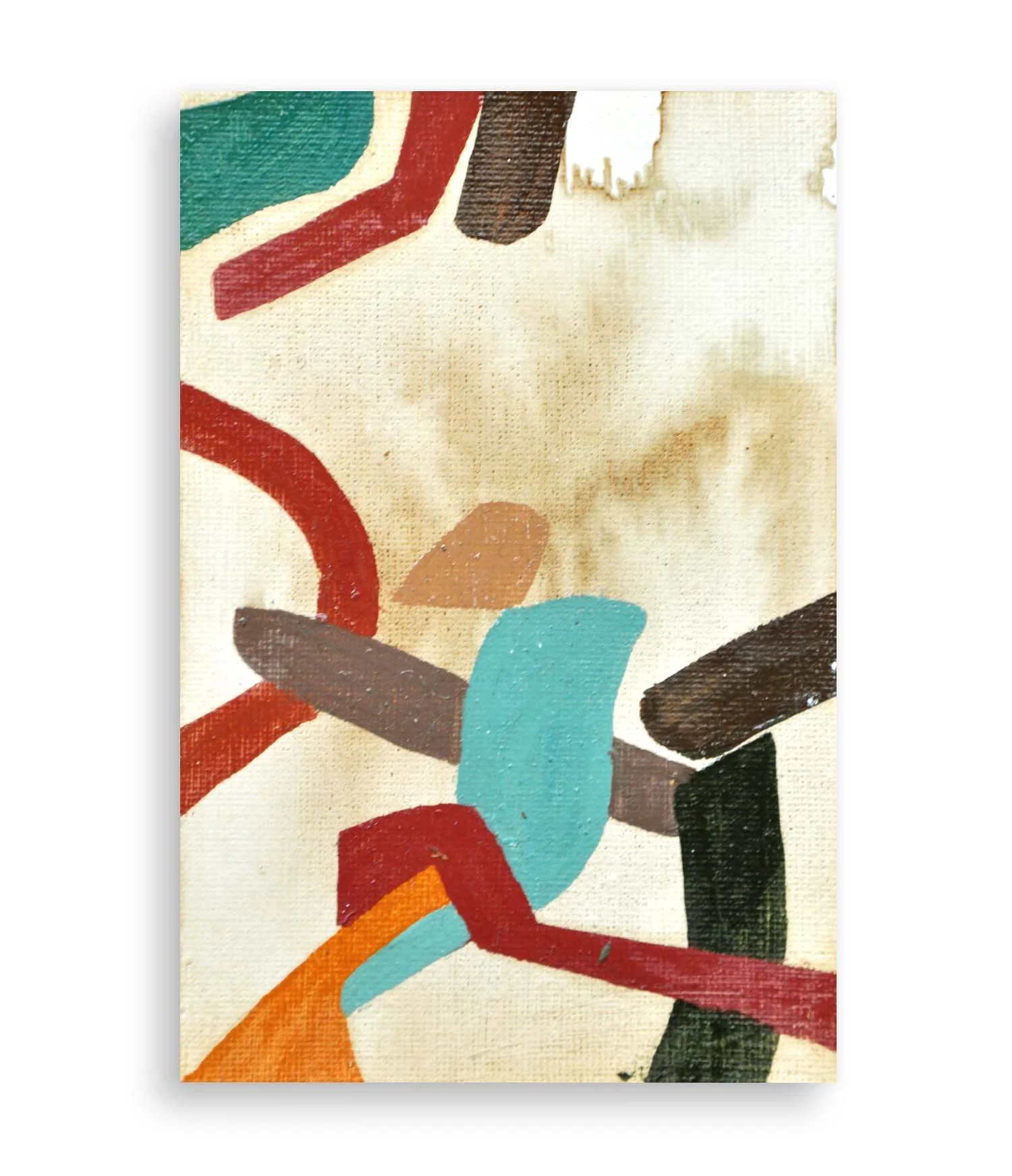 a colorful little abstract painting created with coffee and acrylic