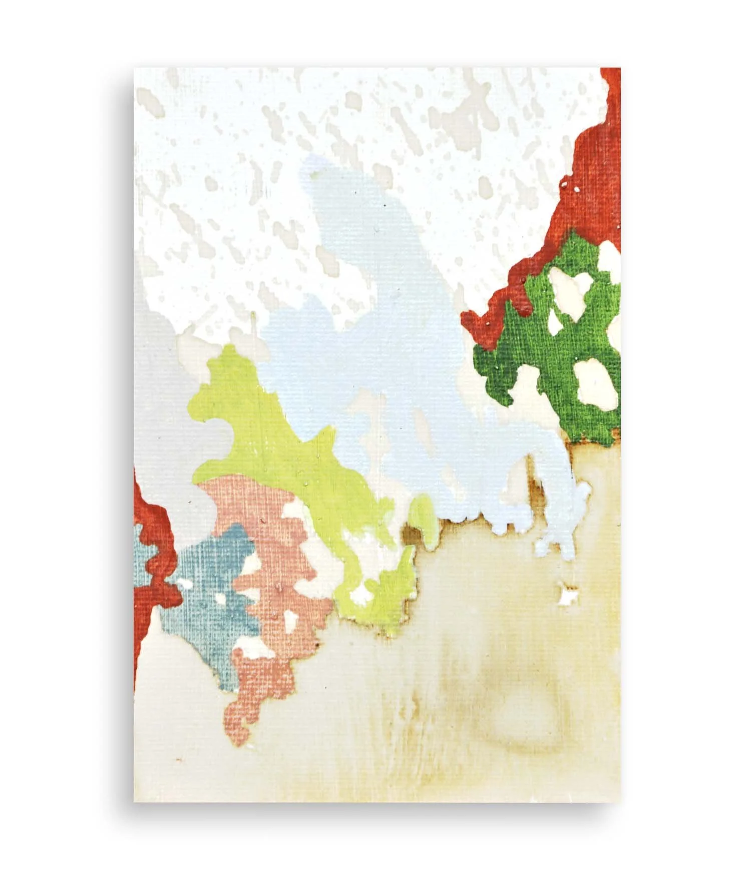 a colorful little abstract painting created with coffee and acrylic